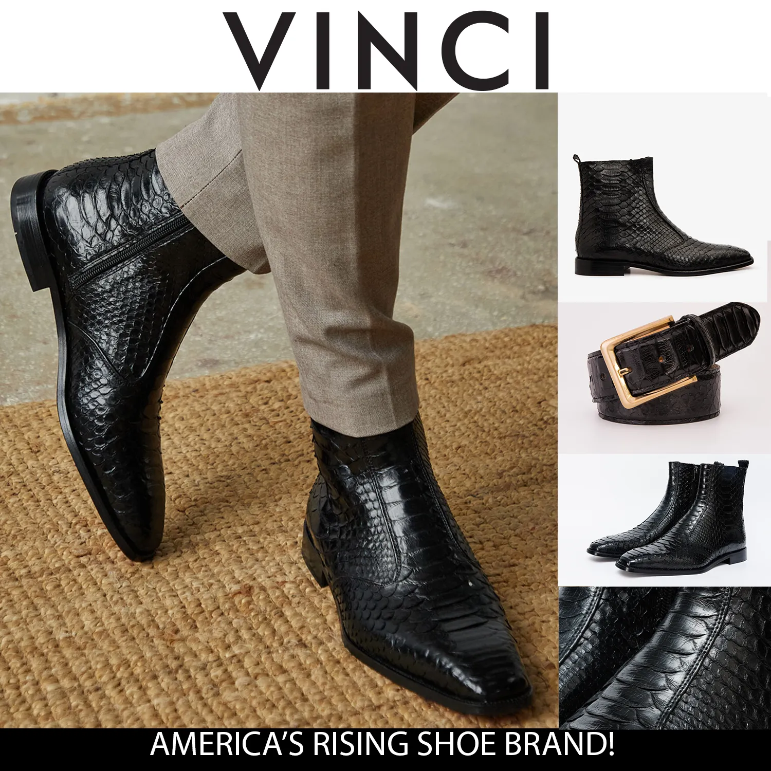 The Boss Black Pythn Snk Zip-Up Leather Men Boot Limited Edition Endurance