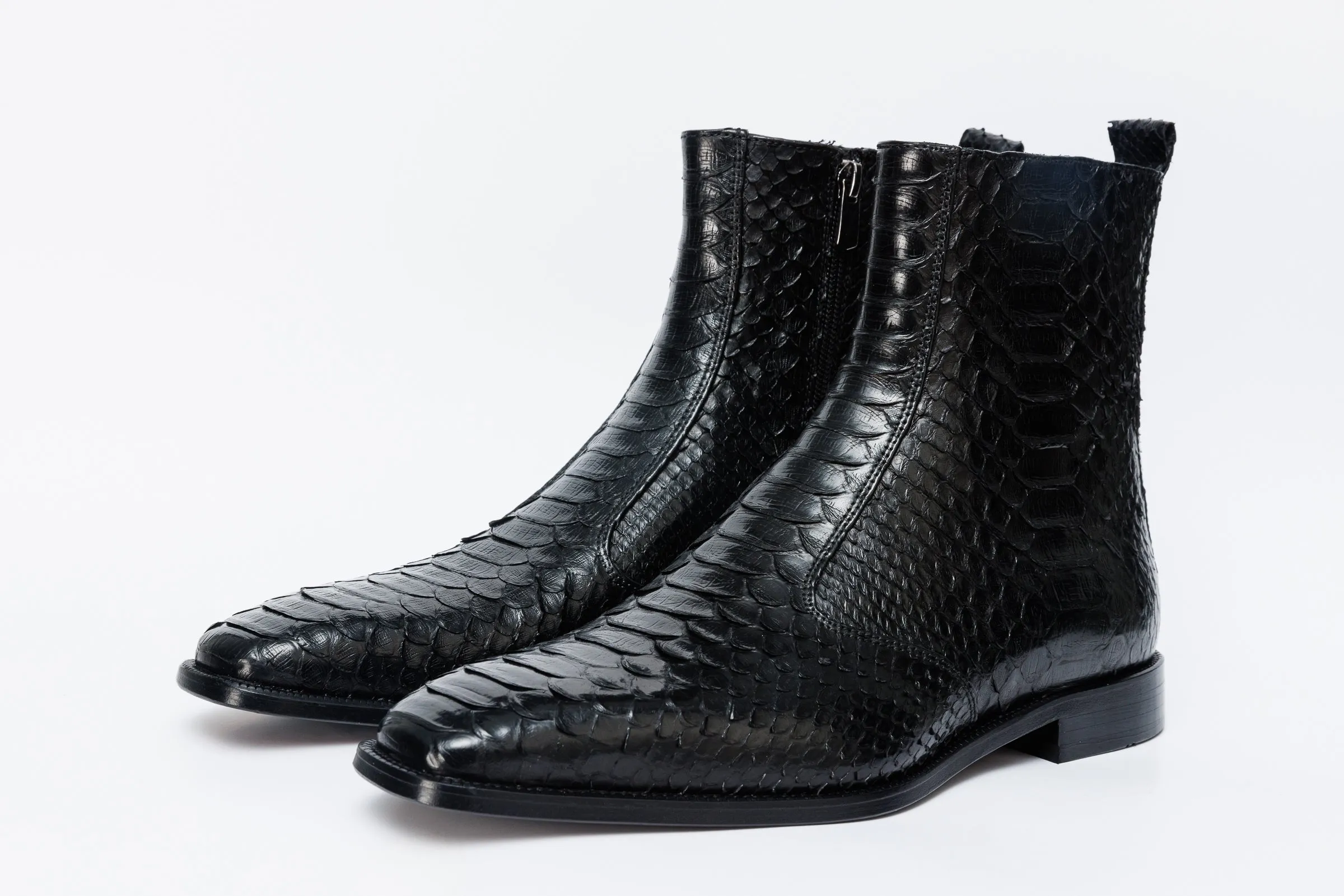 The Boss Black Pythn Snk Zip-Up Leather Men Boot Limited Edition Endurance