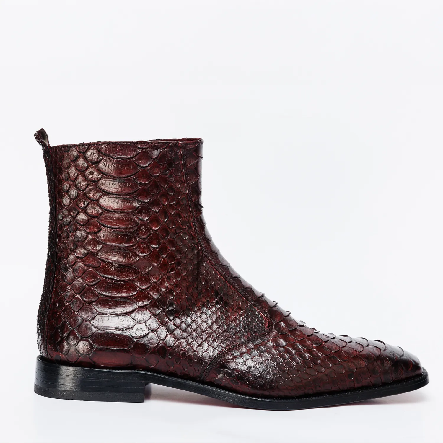 Wide Path The Boss Burgundy Pythn Snk Zip-Up Leather Men Boot Limited Edition