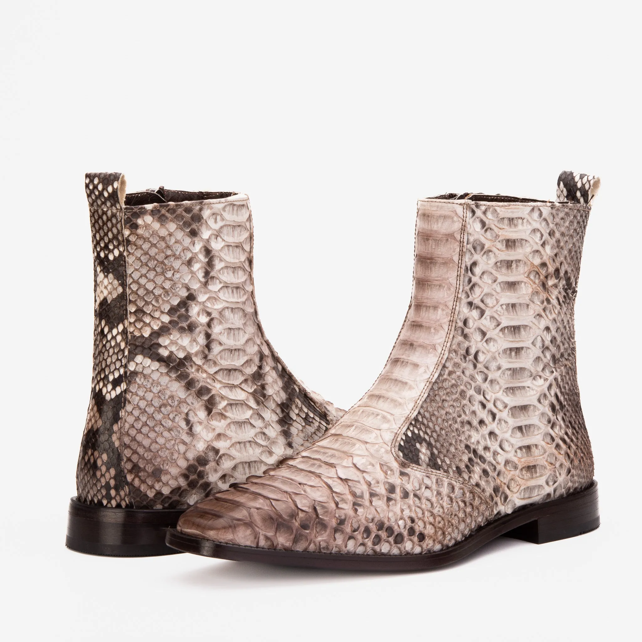The Boss Natural Pythn Snk Zip-Up Leather Men Boot Limited Edition Textile