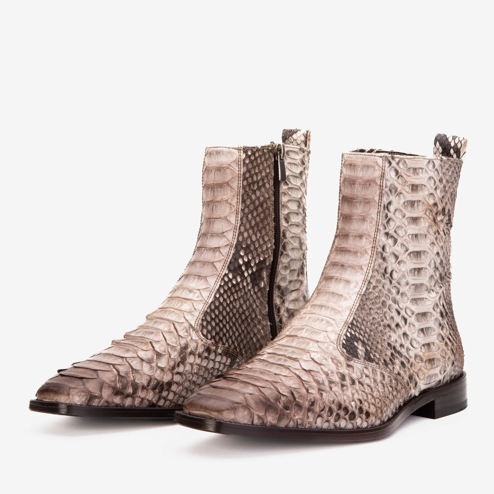 The Boss Natural Pythn Snk Zip-Up Leather Men Boot Limited Edition Textile