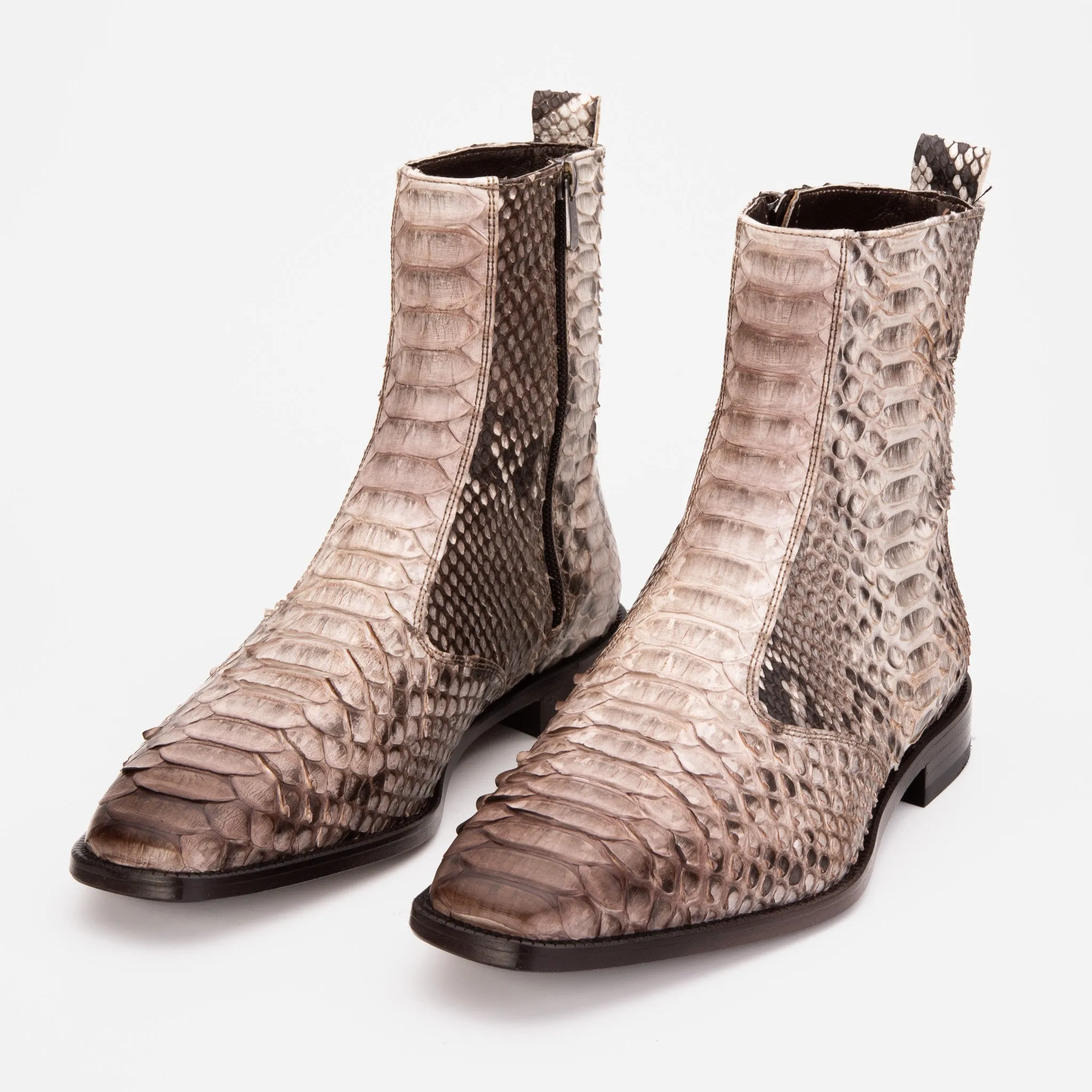The Boss Natural Pythn Snk Zip-Up Leather Men Boot Limited Edition Textile