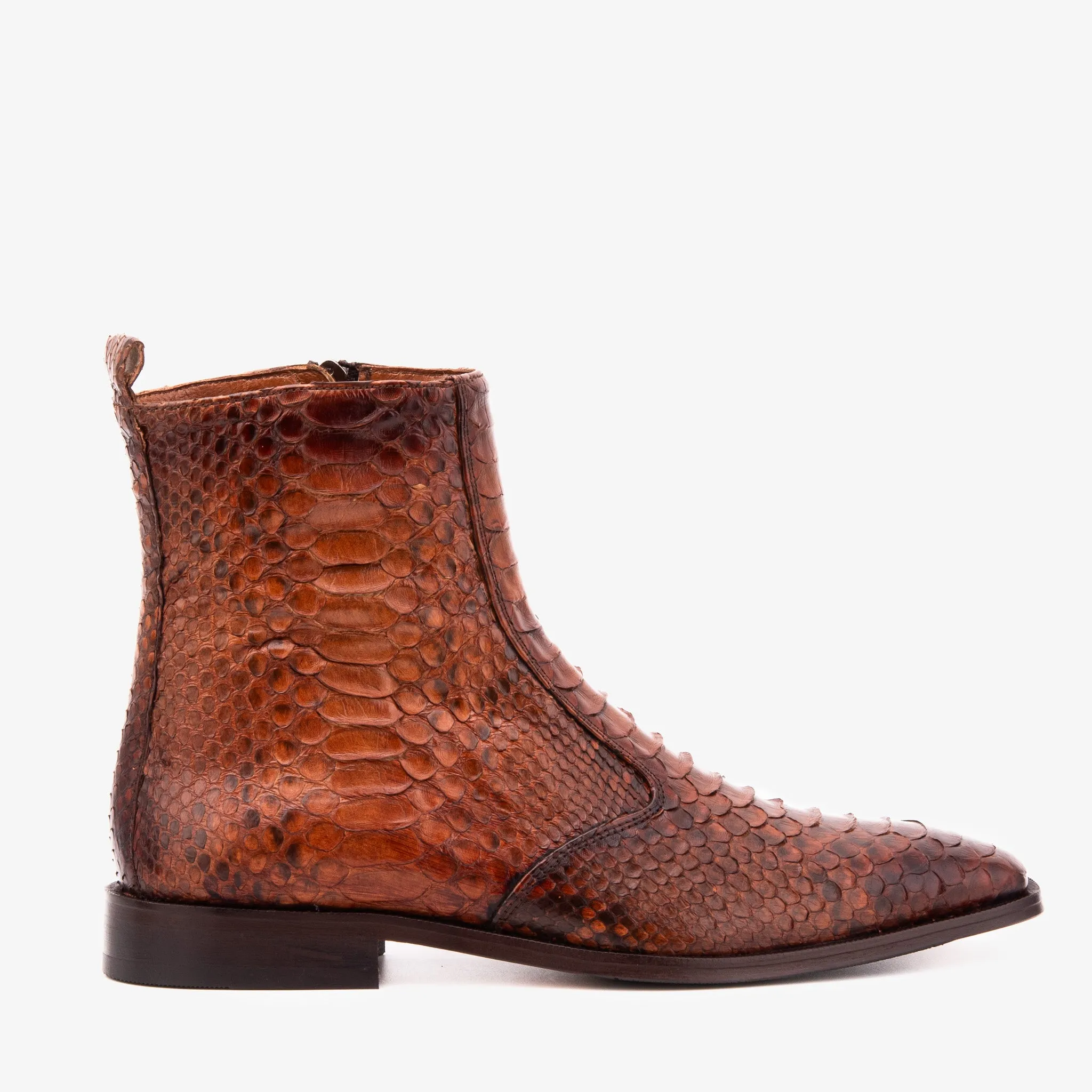The Boss Tan Pythn Snk Zip-Up Leather Men Boot Limited Edition Dad Style Elegant Mood