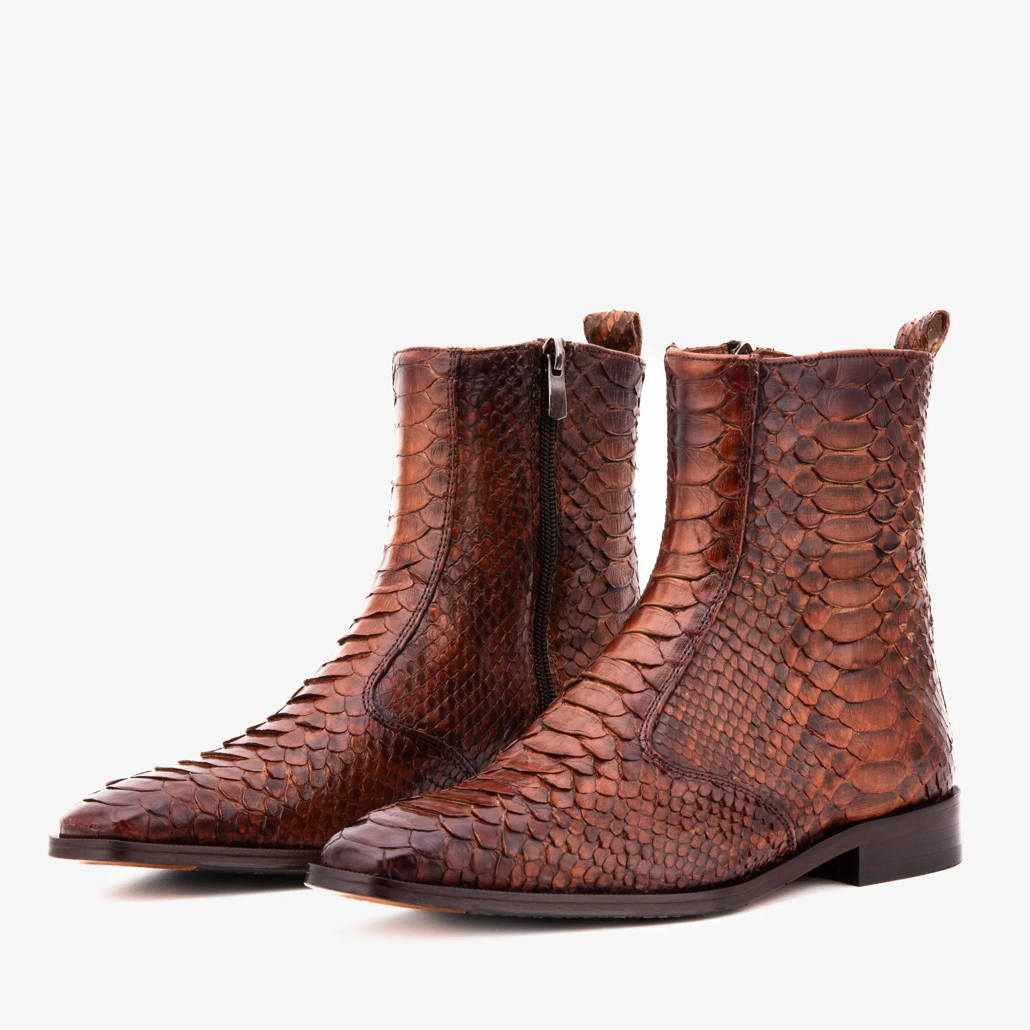 The Boss Tan Pythn Snk Zip-Up Leather Men Boot Limited Edition cross-training