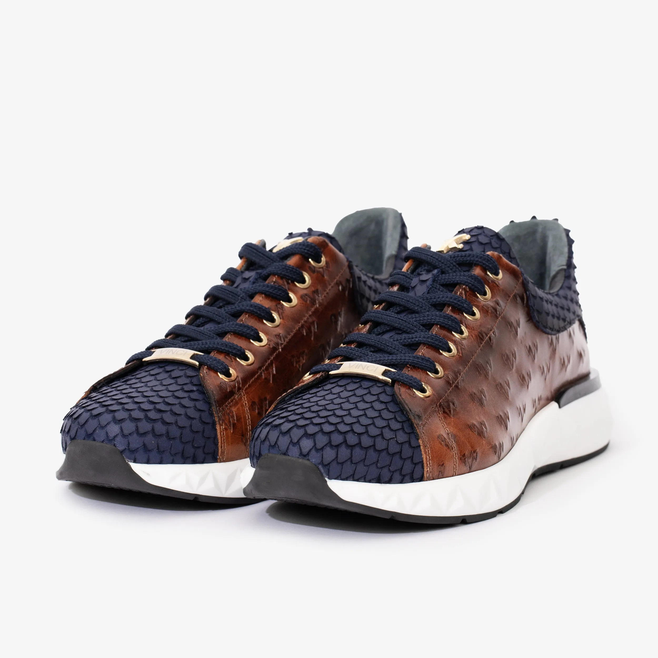 The Caesars Navy & Tan Leather Men Sneaker Premium-Leather