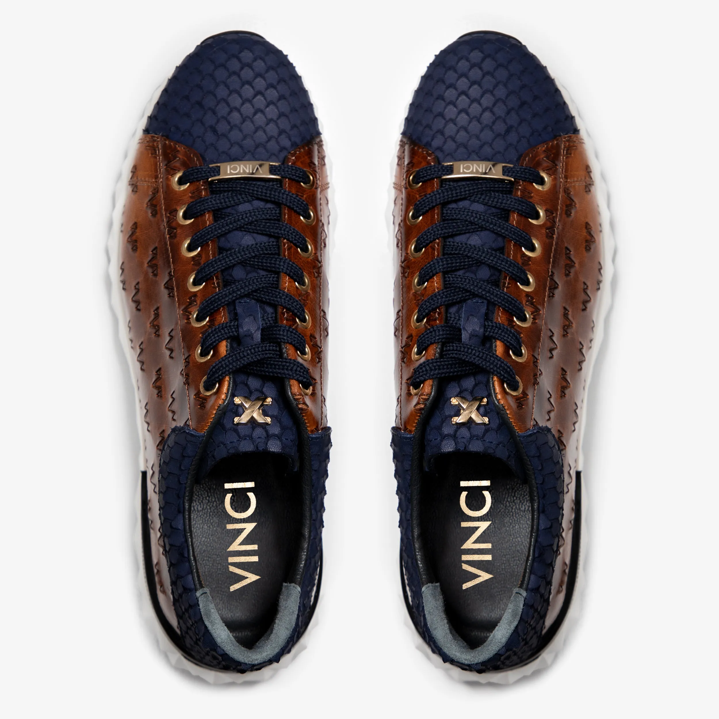 The Caesars Navy & Tan Leather Men Sneaker Premium-Leather