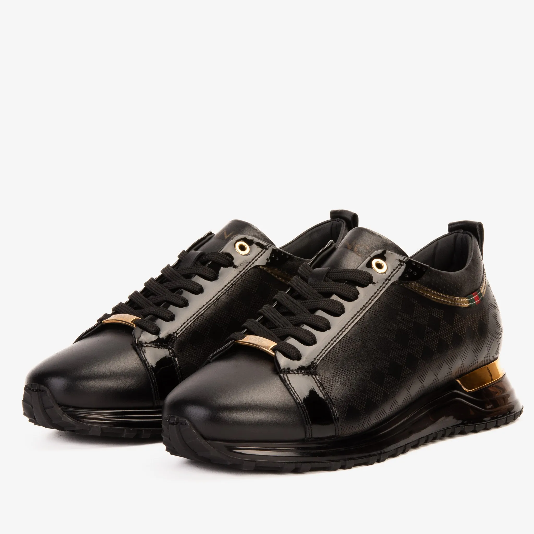 The Cenova Black & Gold Leather Men Sneaker Tone-Fit