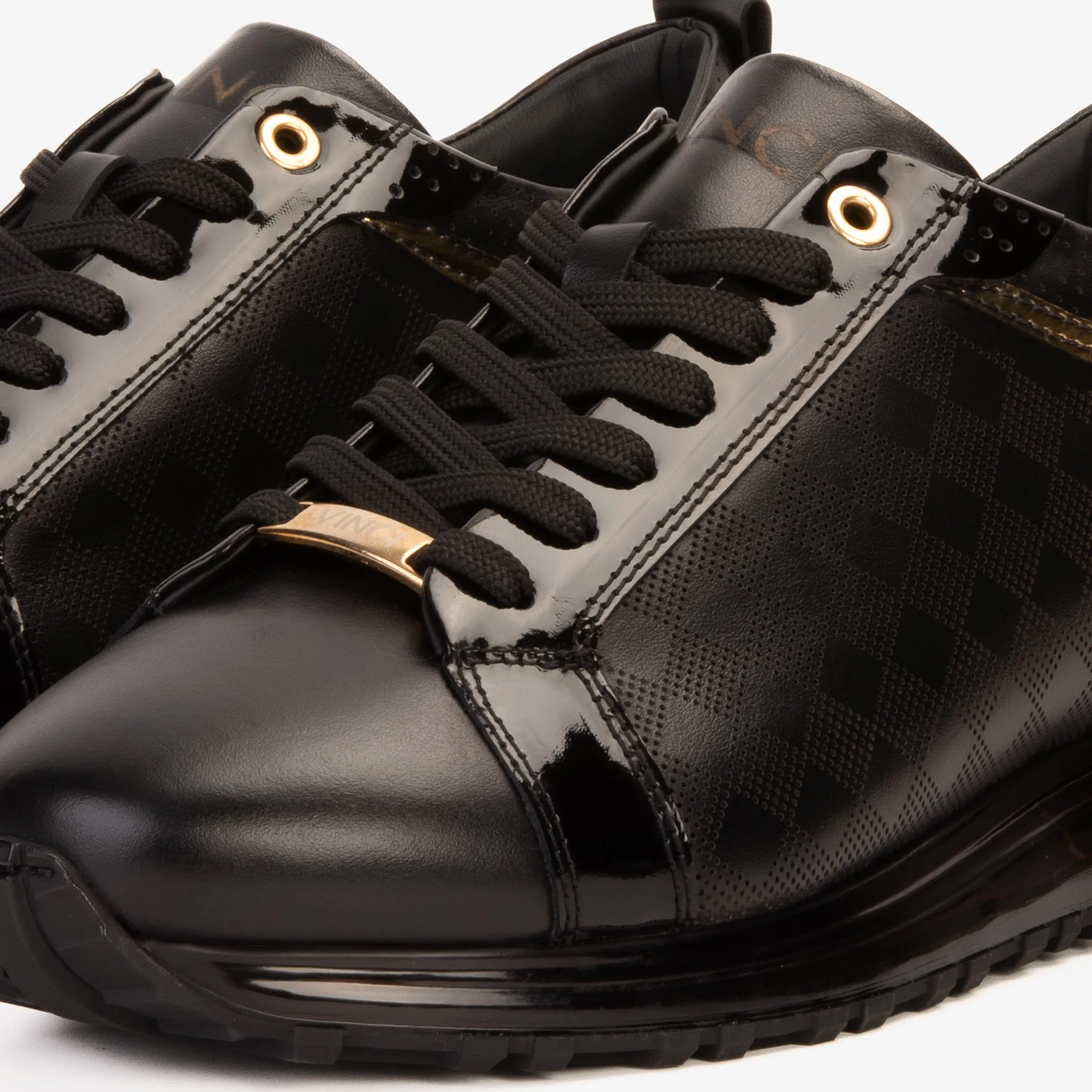 The Cenova Black & Gold Leather Men Sneaker Tone-Fit