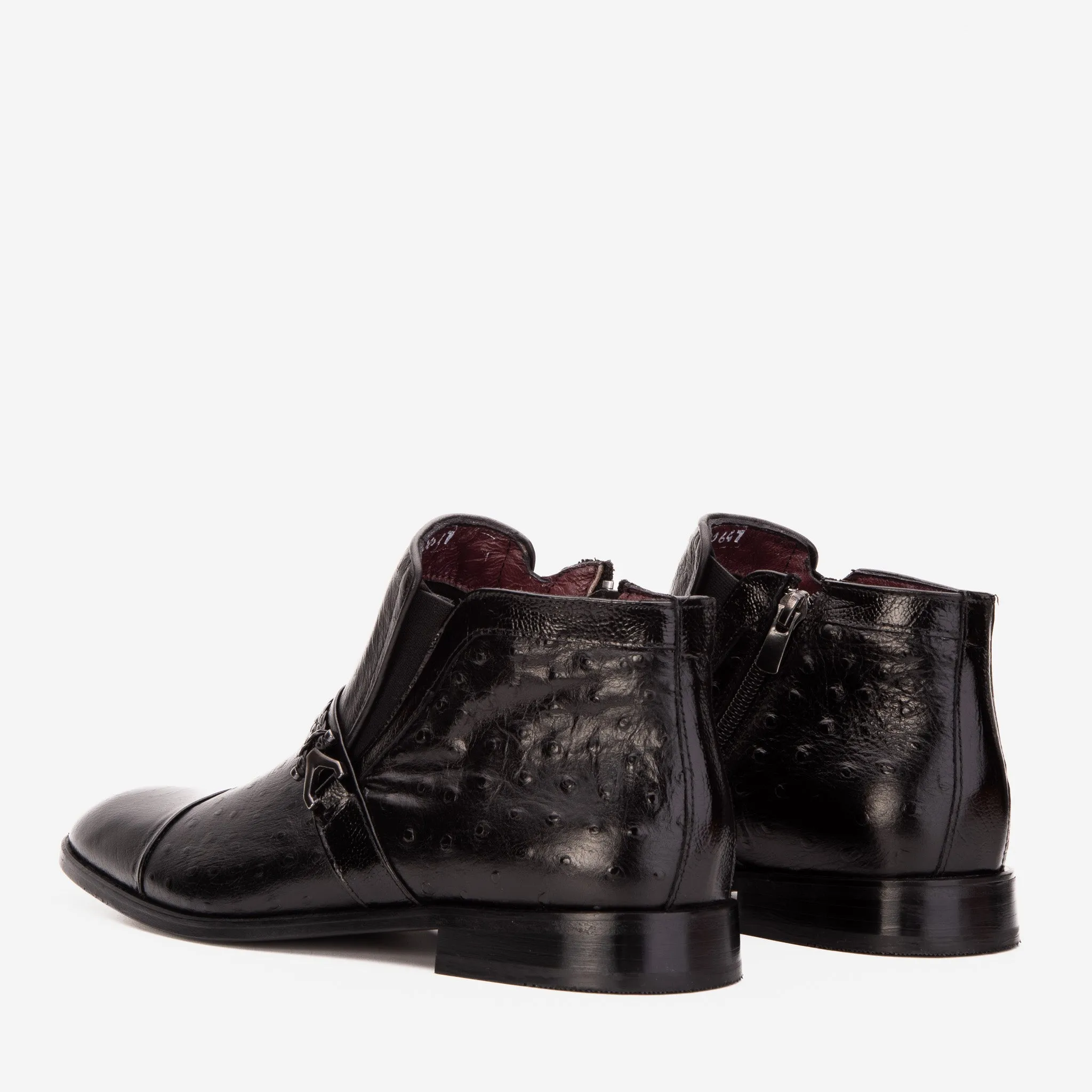 The Dallas Black Leather Bit Ankle Zip-Up Dress Men Boot Shock-Shield