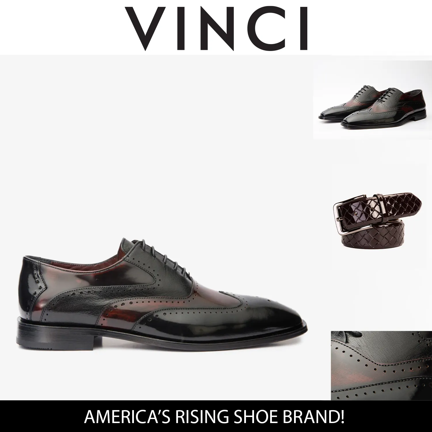 The Dicle Black/Burgundy Wingtip Semi Brogue Derby Men Shoe cross-training