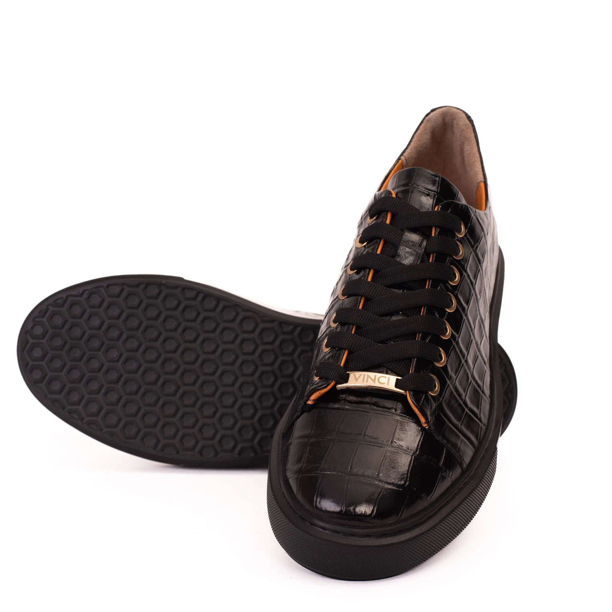The Dublin Black Leather Men Sneaker Shearling-Lined