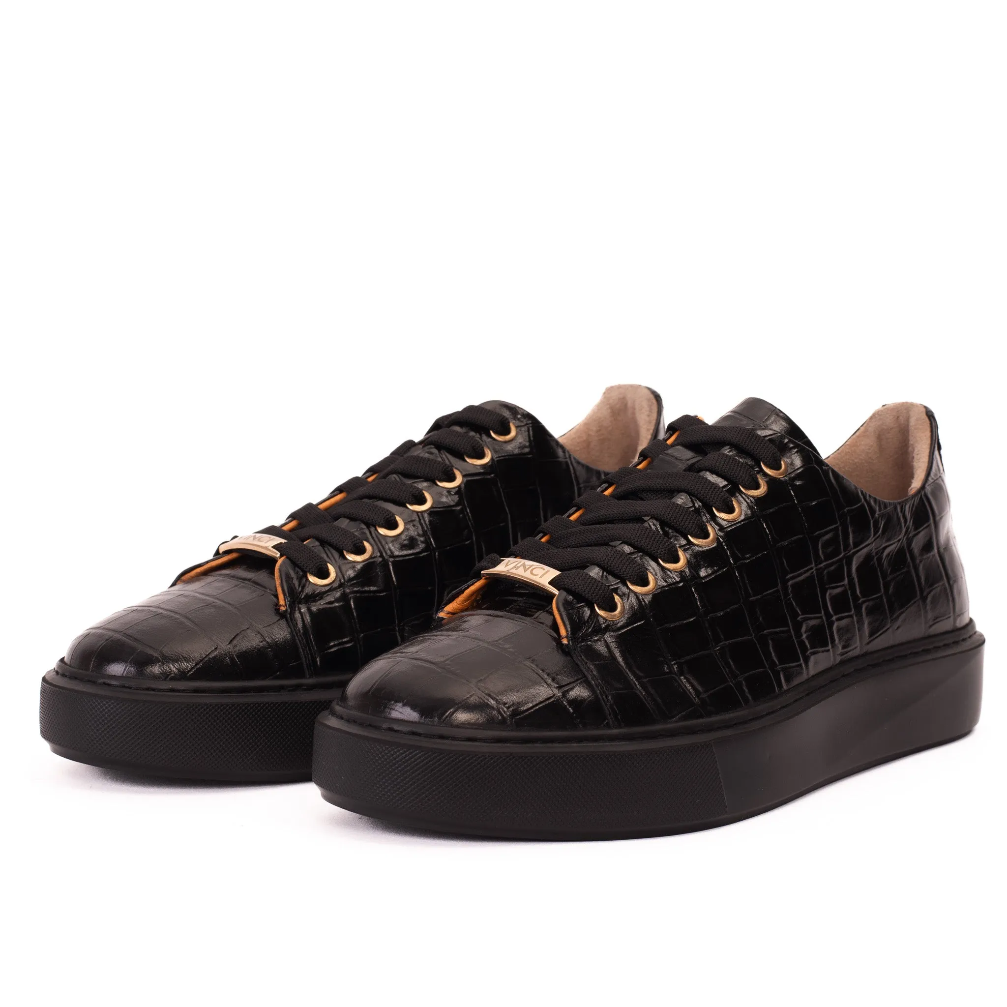 The Dublin Black Leather Men Sneaker Shearling-Lined