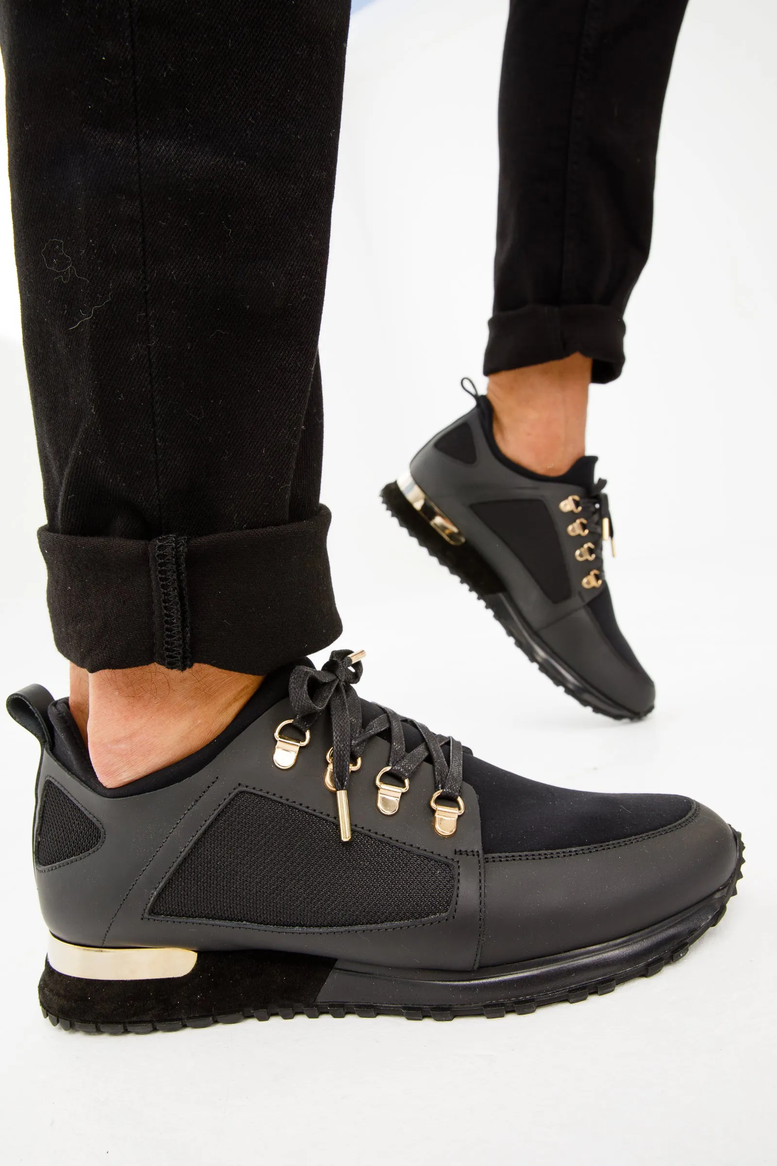 The Emir Black Leather Men Sneaker Day-Night
