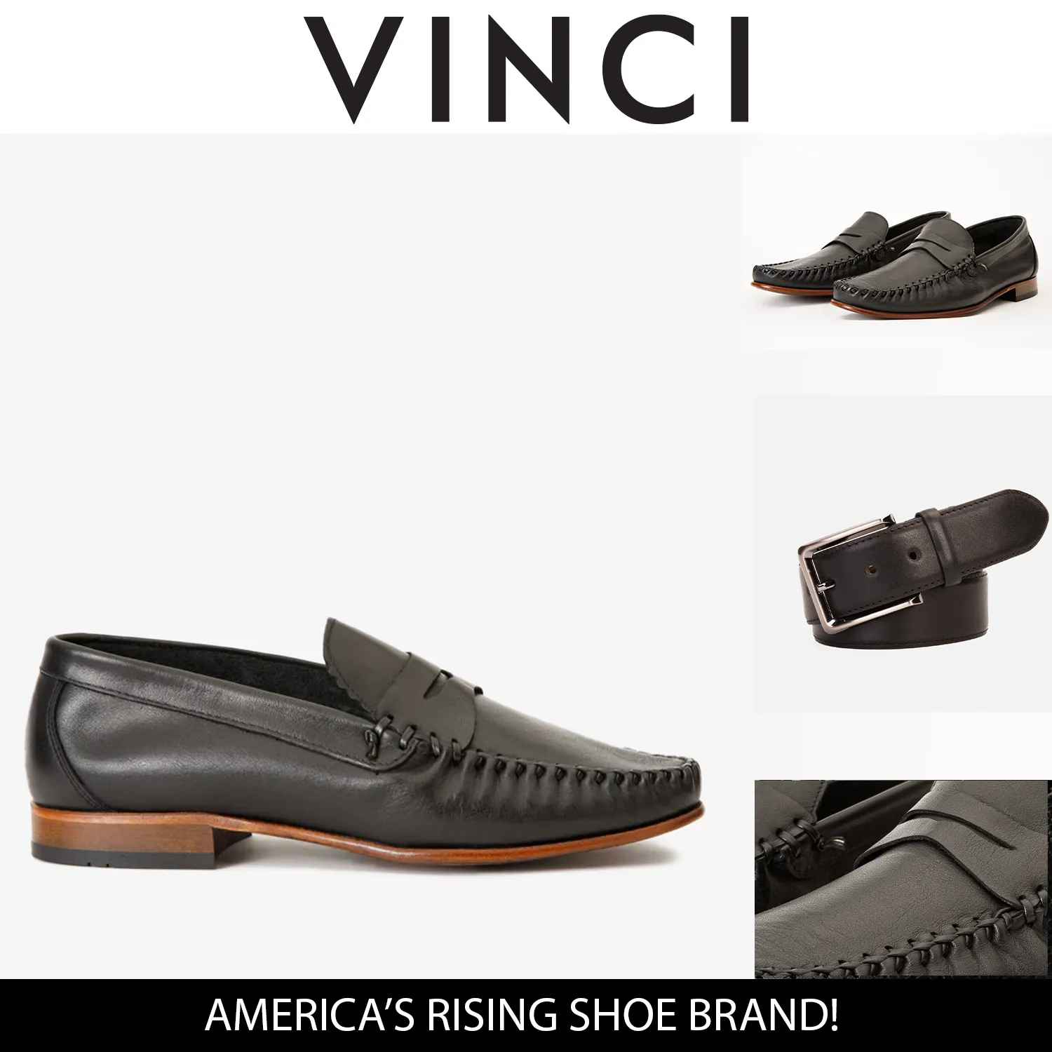 The Eregli Black Leather Penny Loafer Men Shoe Ankle-Pad