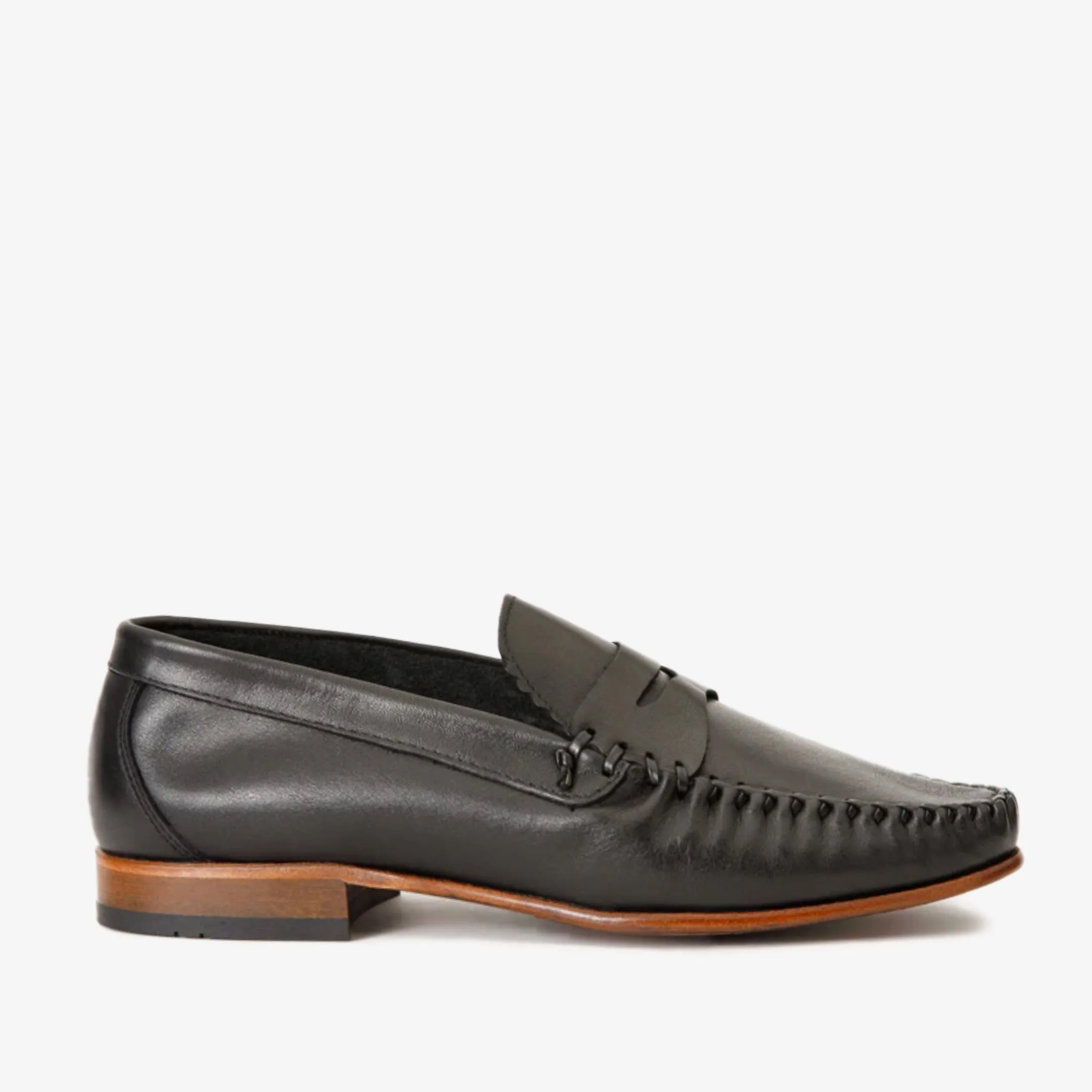The Eregli Black Leather Penny Loafer Men Shoe Foam Base