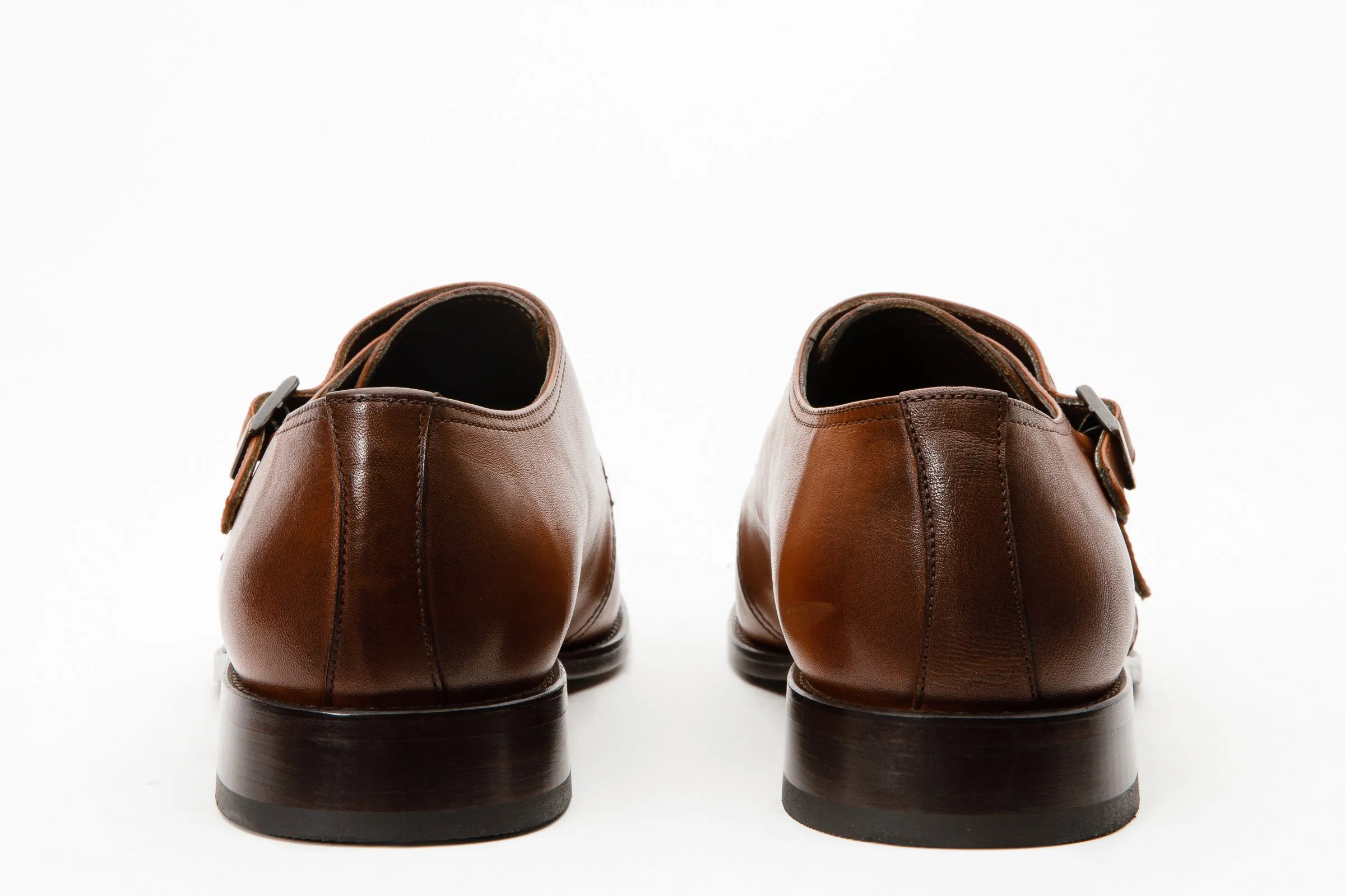 The Essen Brown Cap Toe Double Monk Strap Men Shoe Odor-free