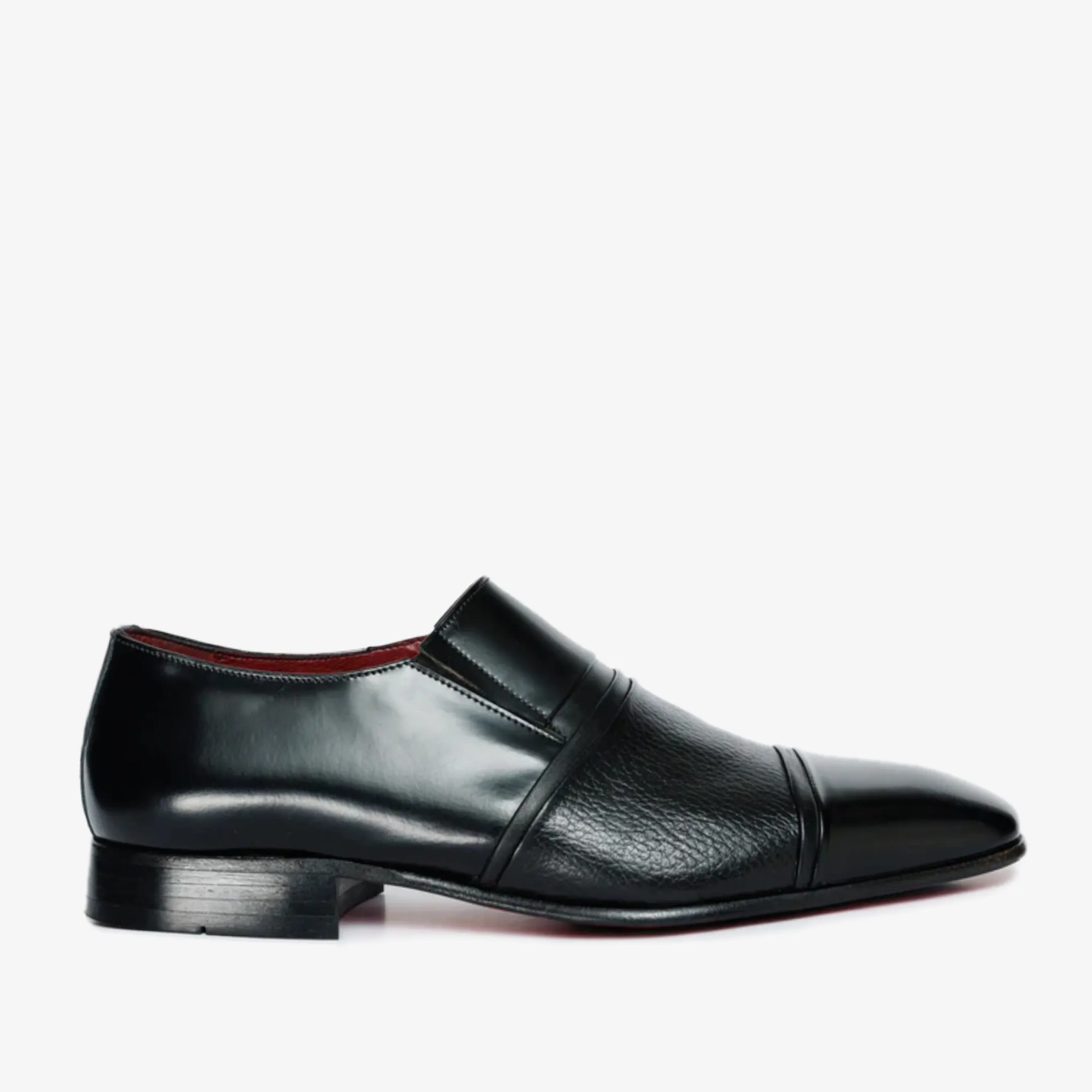 The Everest Black Leather Cap Toe Dress Loafer Men Shoe River Cross Street Run