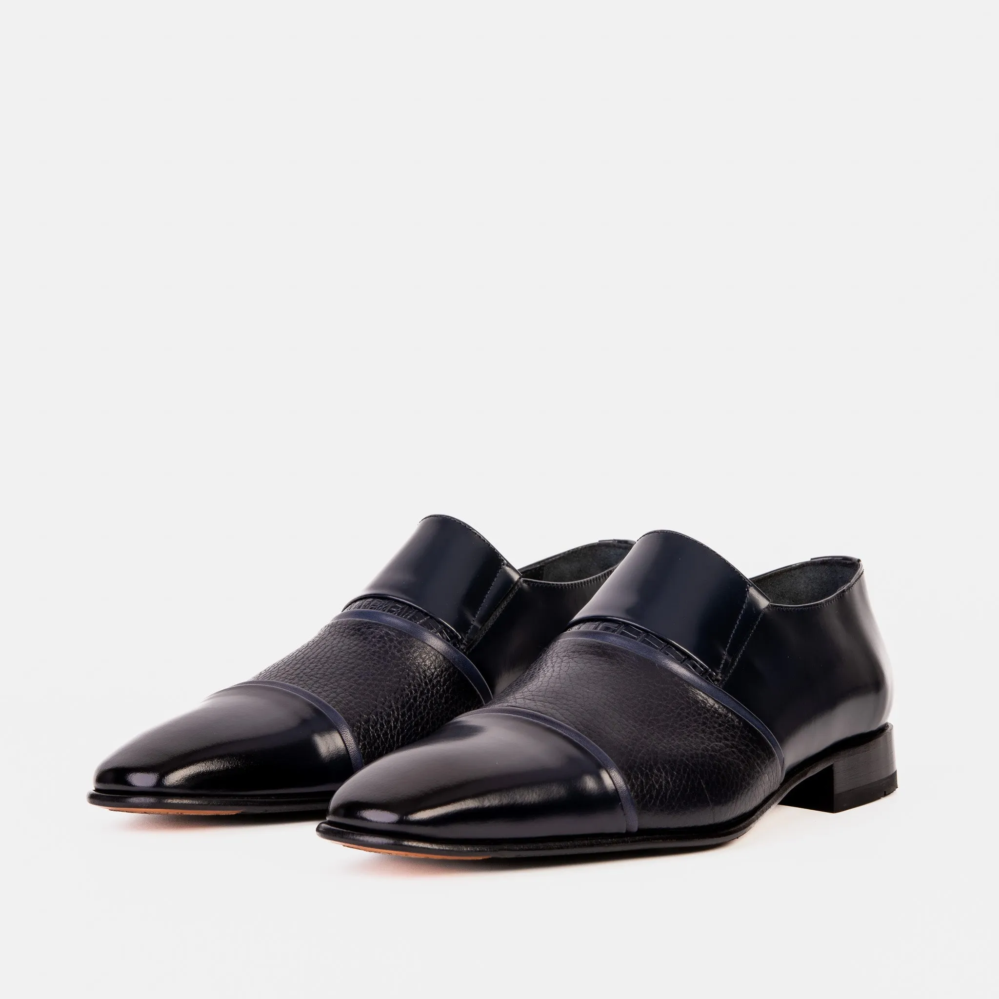 The Everest Navy Leather Cap Toe Dress Loafer Men Shoe Dance