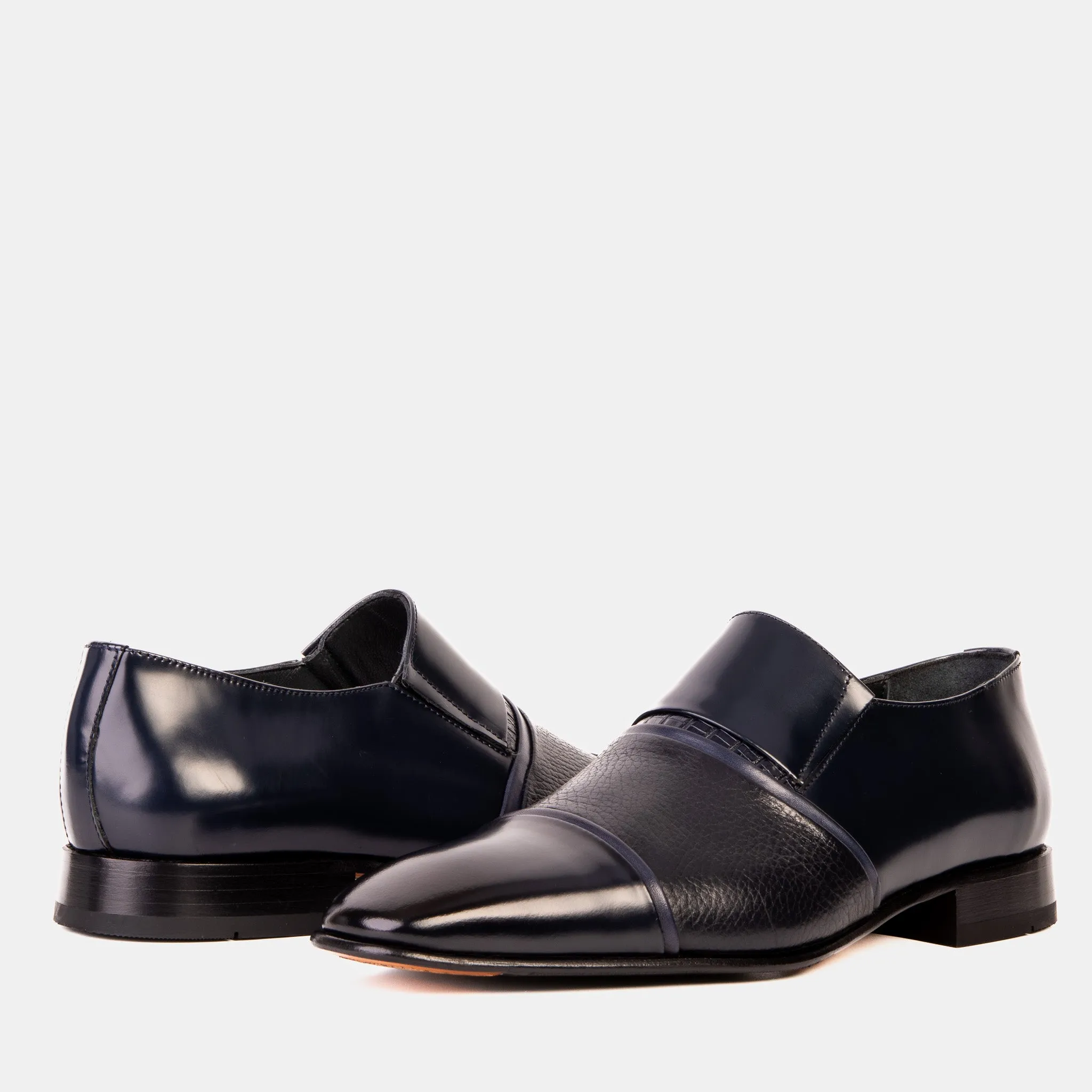 The Everest Navy Leather Cap Toe Dress Loafer Men Shoe Dance