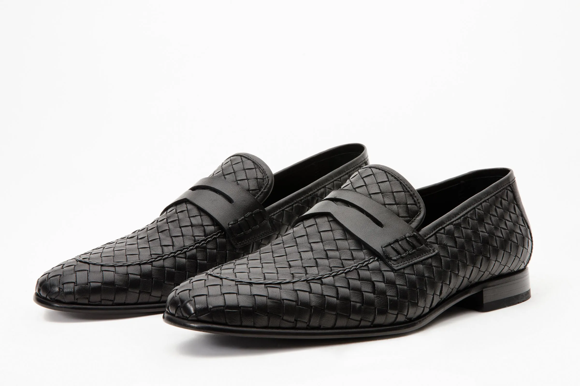 The Grand Woven Leather Black  Men Shoe Penny Loafer Tiger-Print