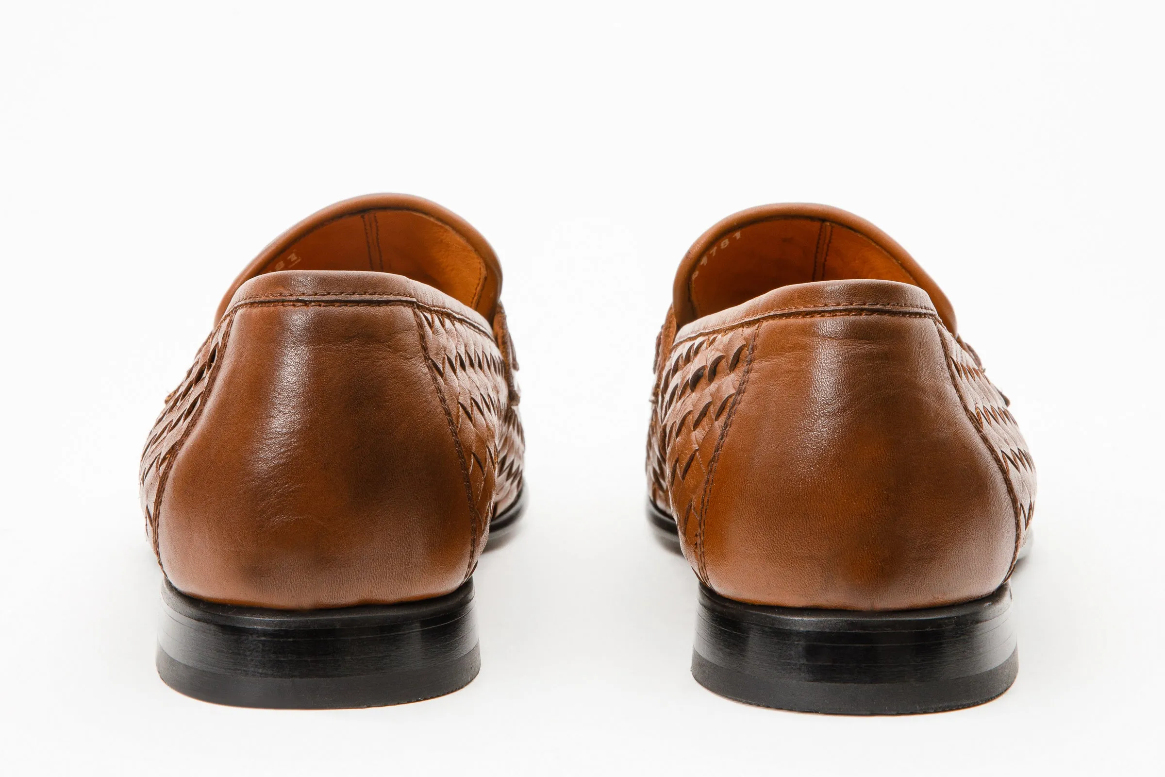The Grand Woven Leather Tan Men Shoe Penny Loafer synthetic leather