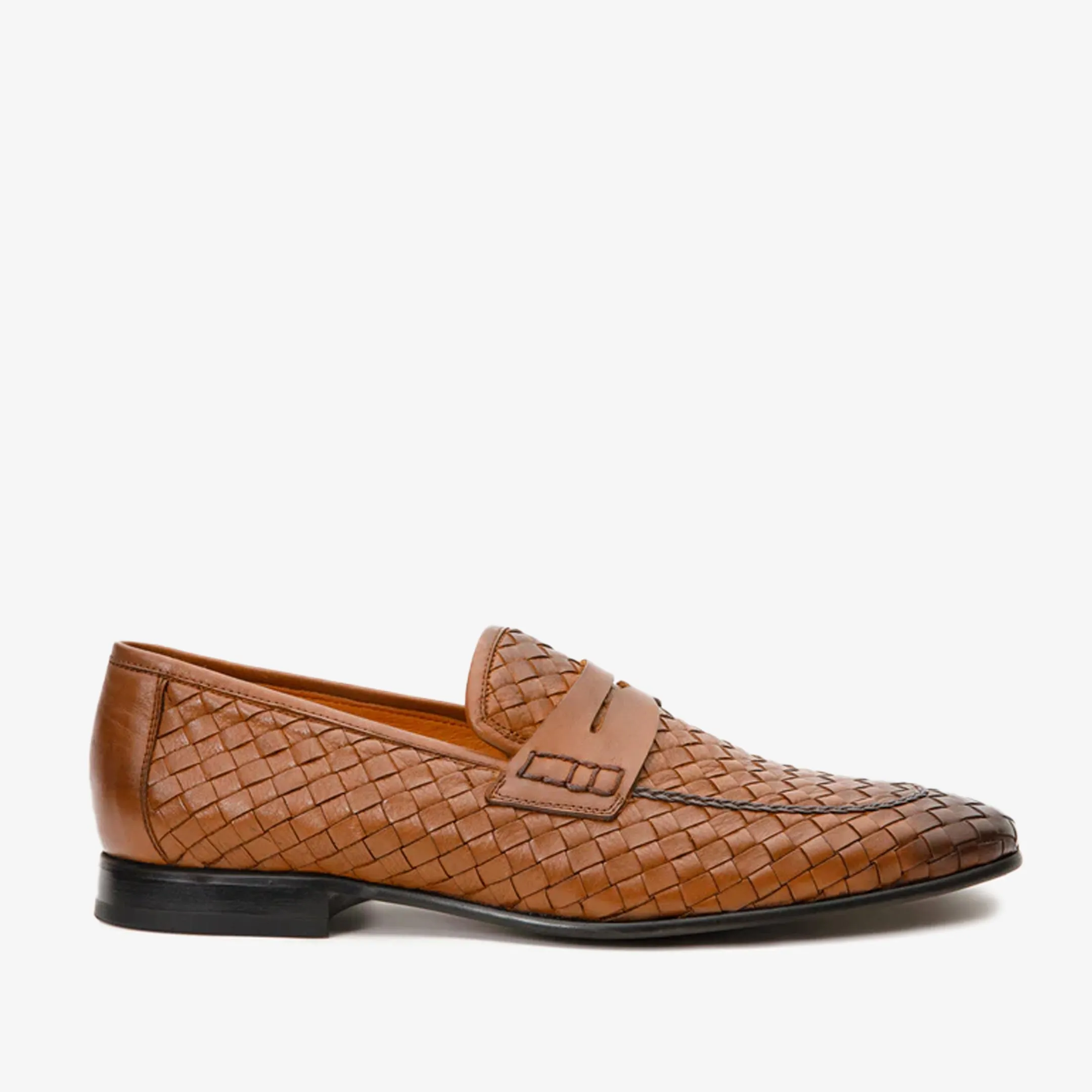 The Grand Woven Leather Tan Men Shoe Penny Loafer Soft Neutral