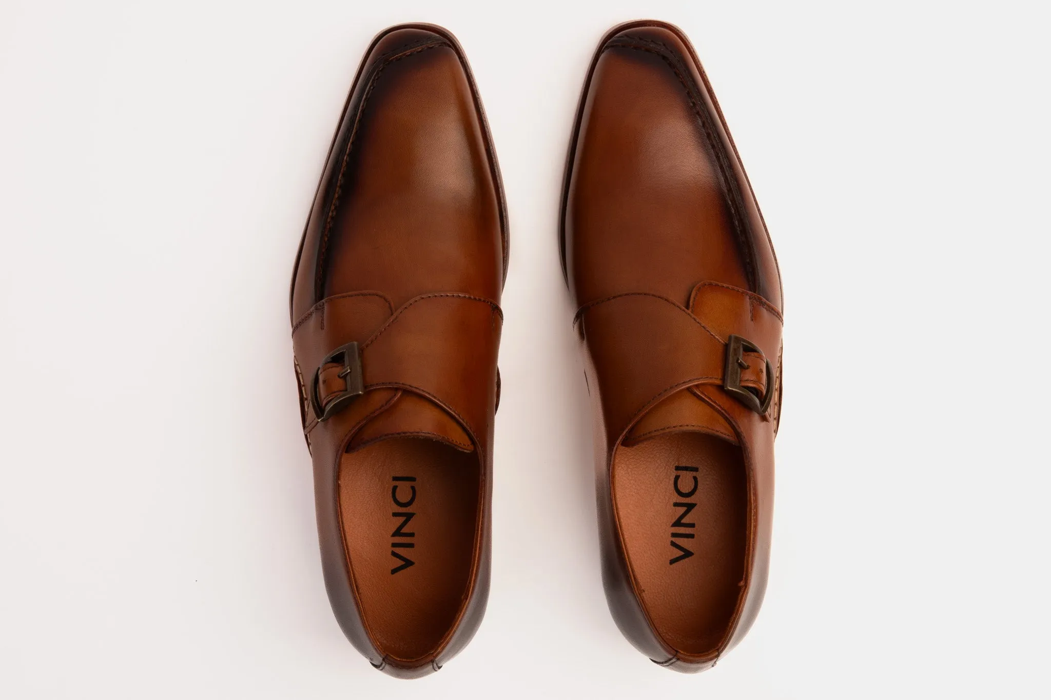 The Hagrid Tan Leather Single Monk Strap Handmade Men Shoe Holographic