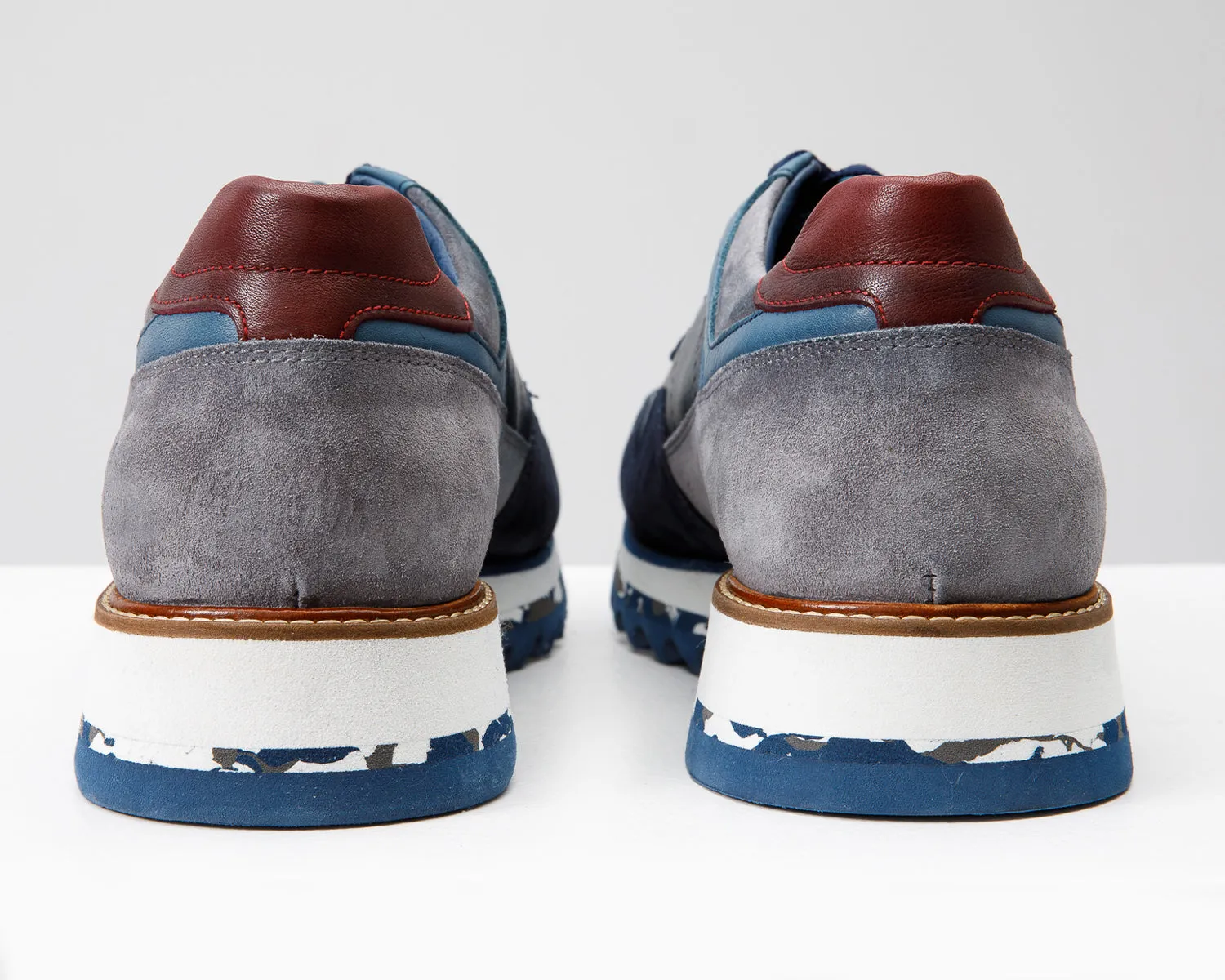 The Hoskova Navy Blue Leather Men Sneaker Slope-Grip