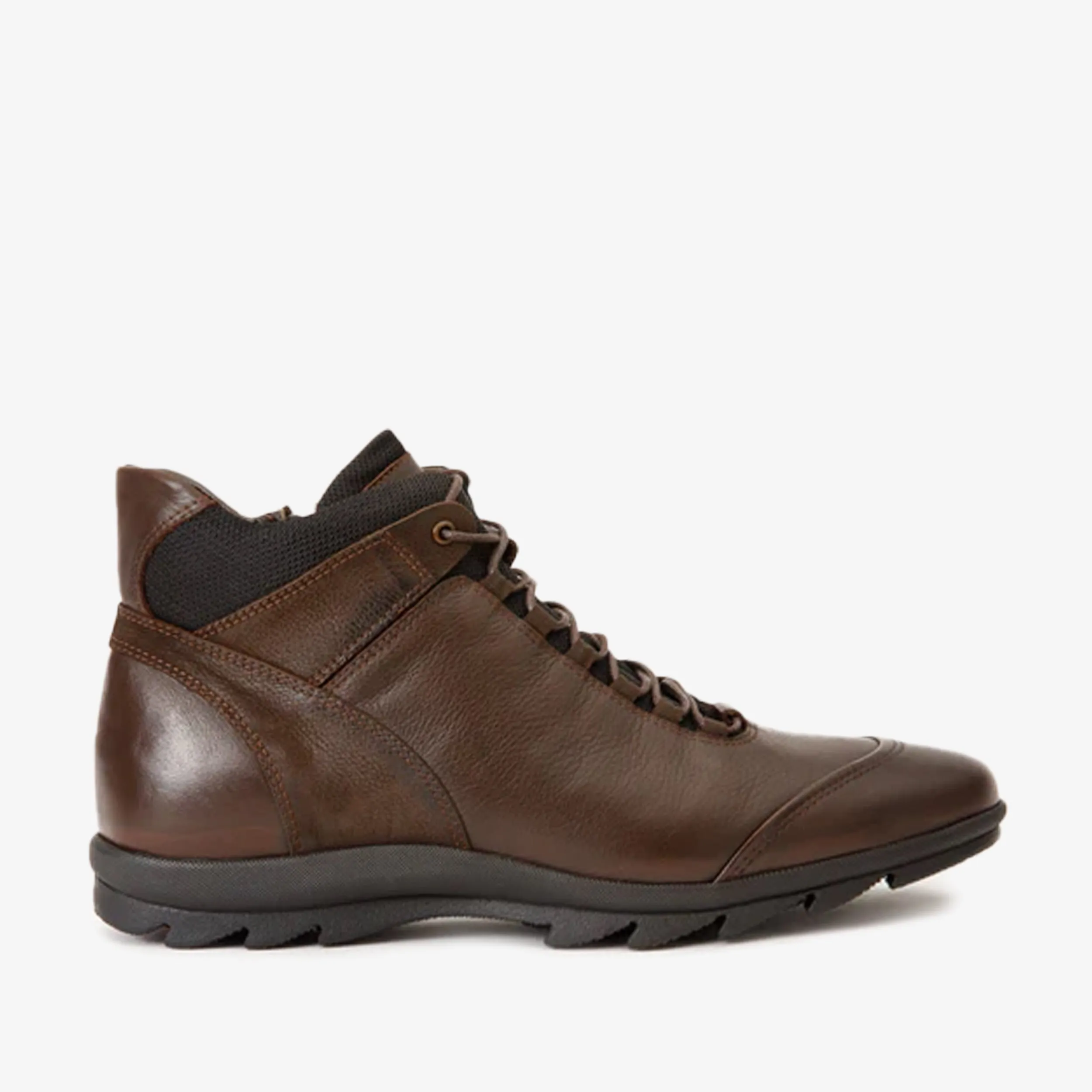 Cushioned heel Color Play The Houston Leather Brown Lace-Up Casual Men Boot with a Zipper
