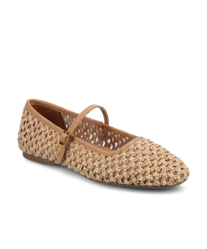 The Hummingbird Mary Jane - Tan Openweave Press Look