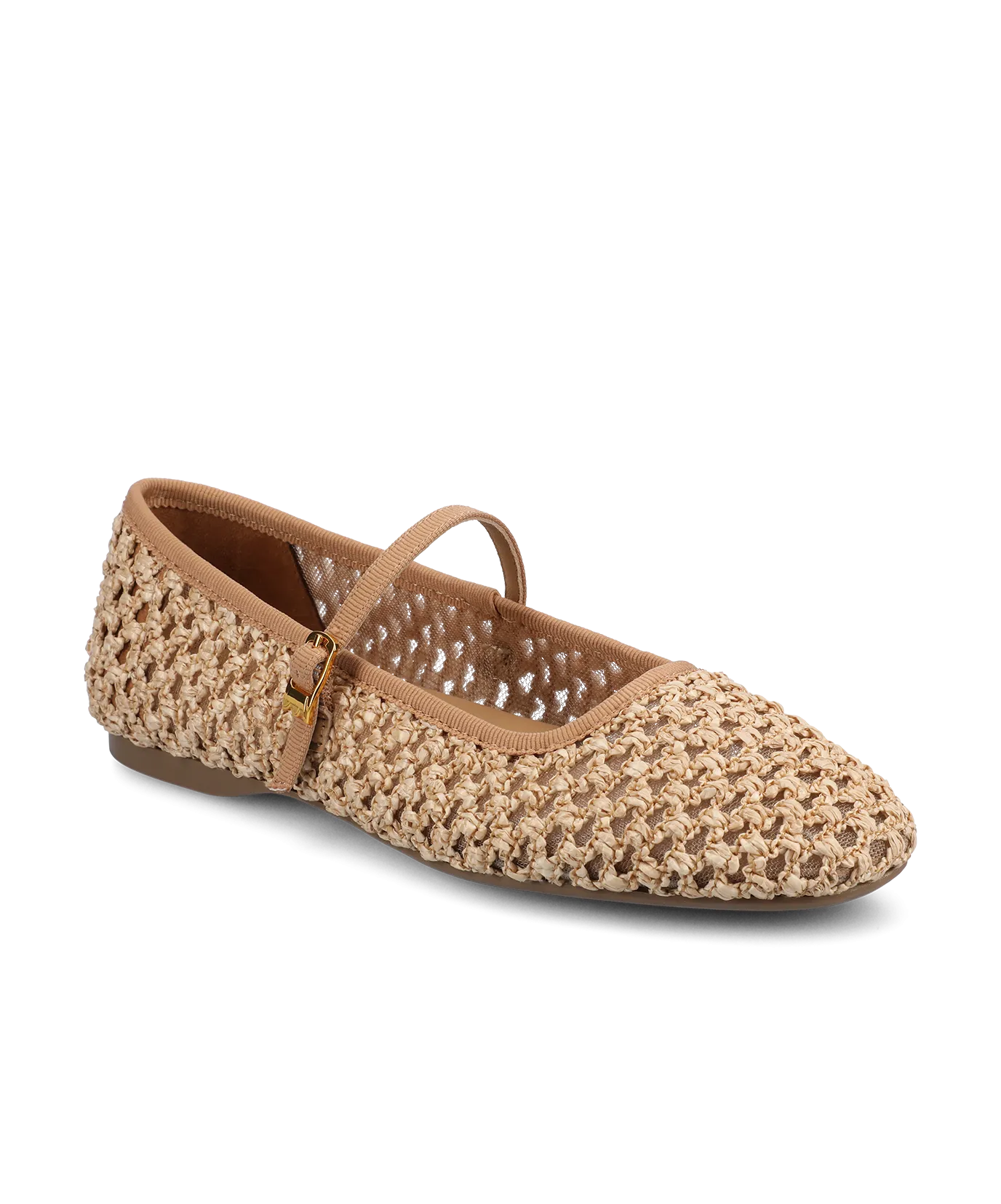 The Hummingbird Mary Jane - Tan Openweave Pure Black Old School