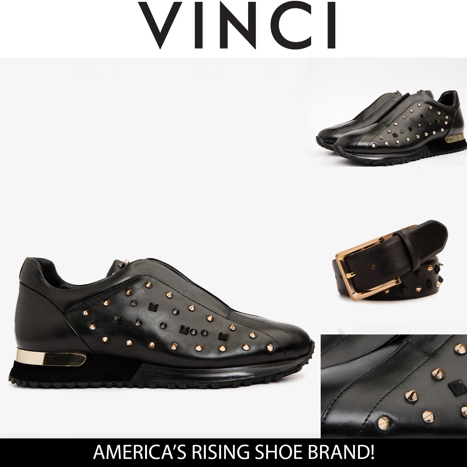 The Infanta Black Spike Leather Men  Sneaker Limited Edition Neutral