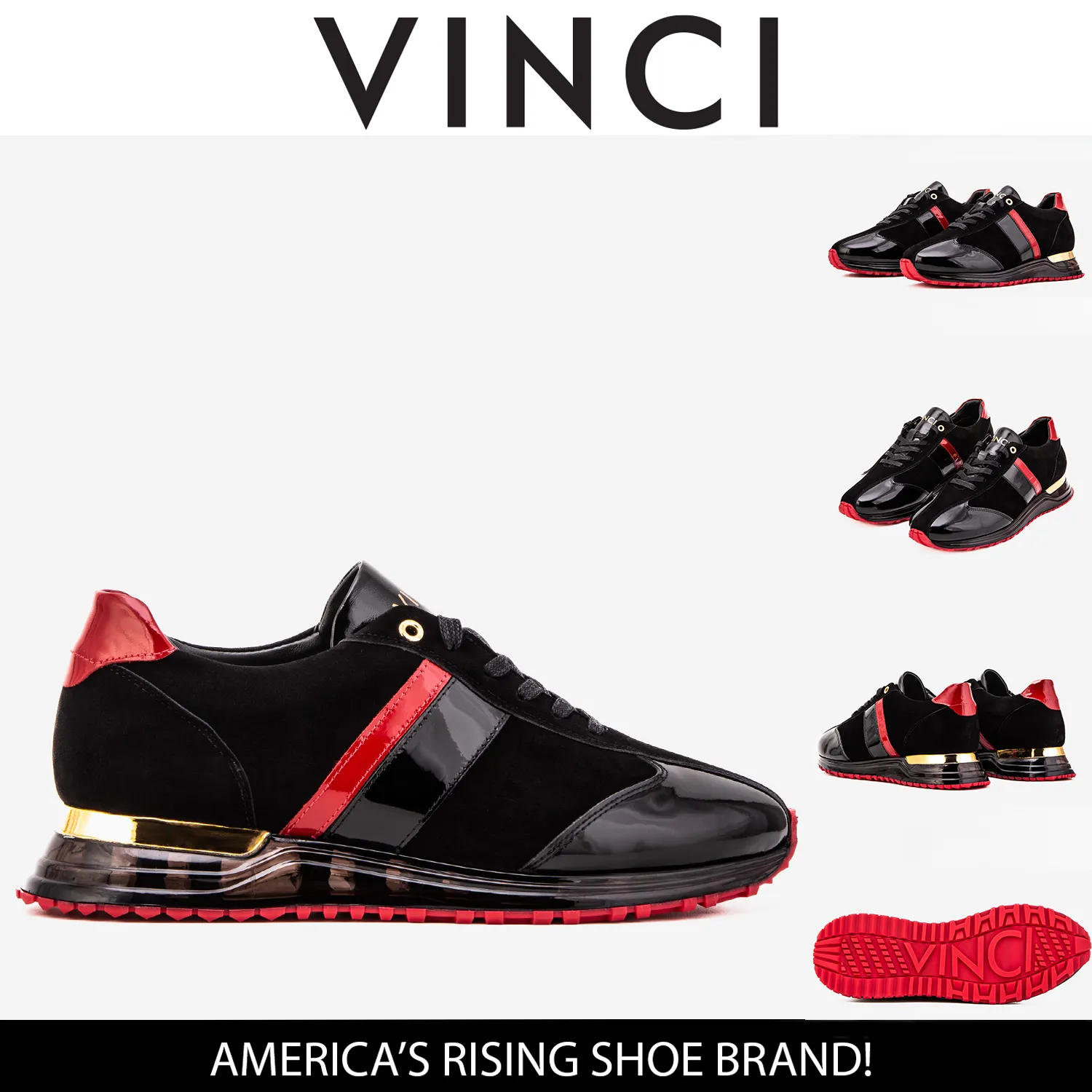 The Inferno Black & Red Leather Men Sneaker Cushioned Insole