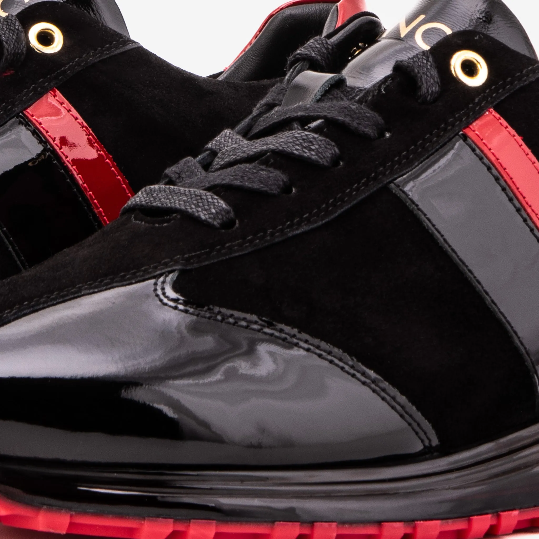 The Inferno Black & Red Leather Men Sneaker Cushioned Insole