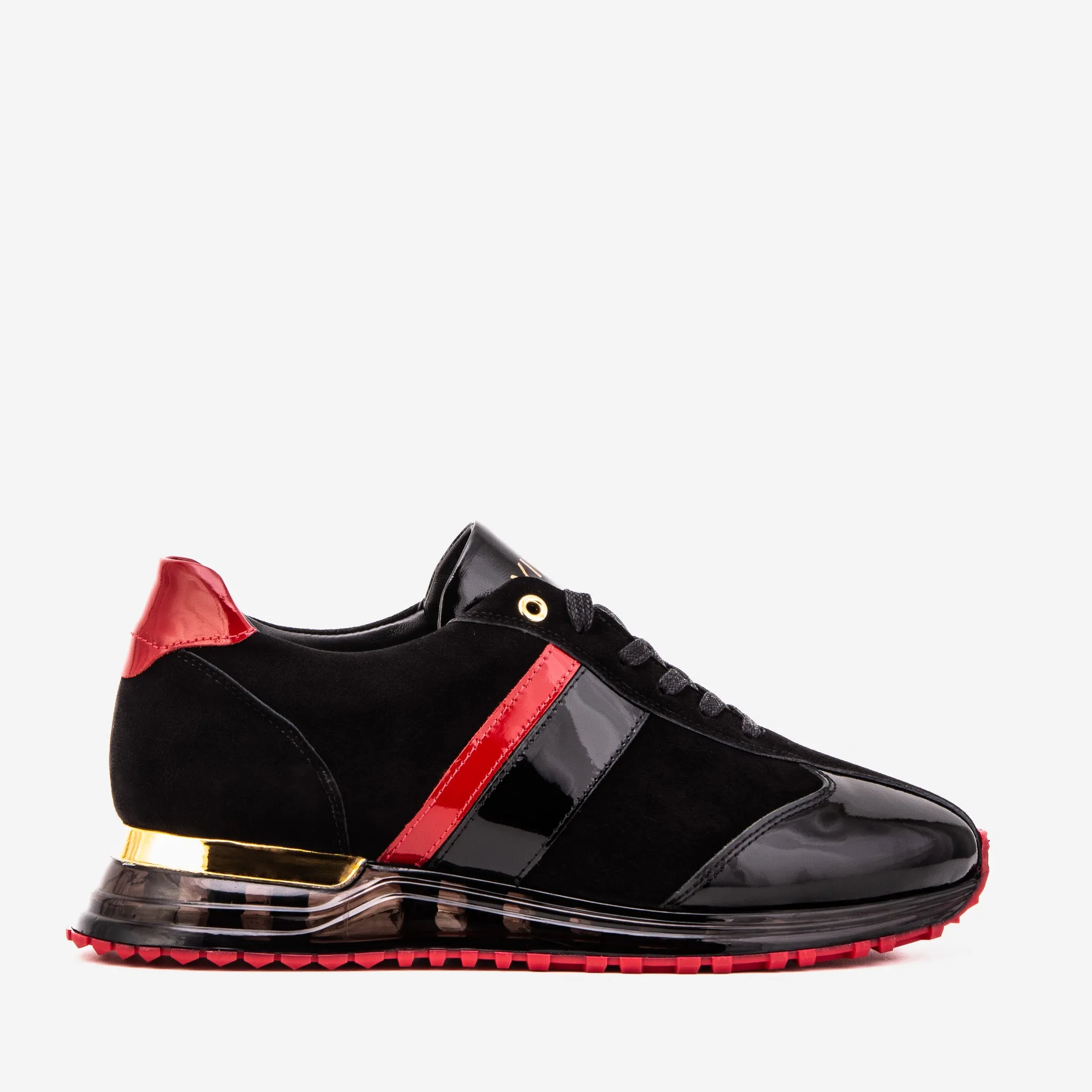 The Inferno Black & Red Leather Men Sneaker Cushioned Insole