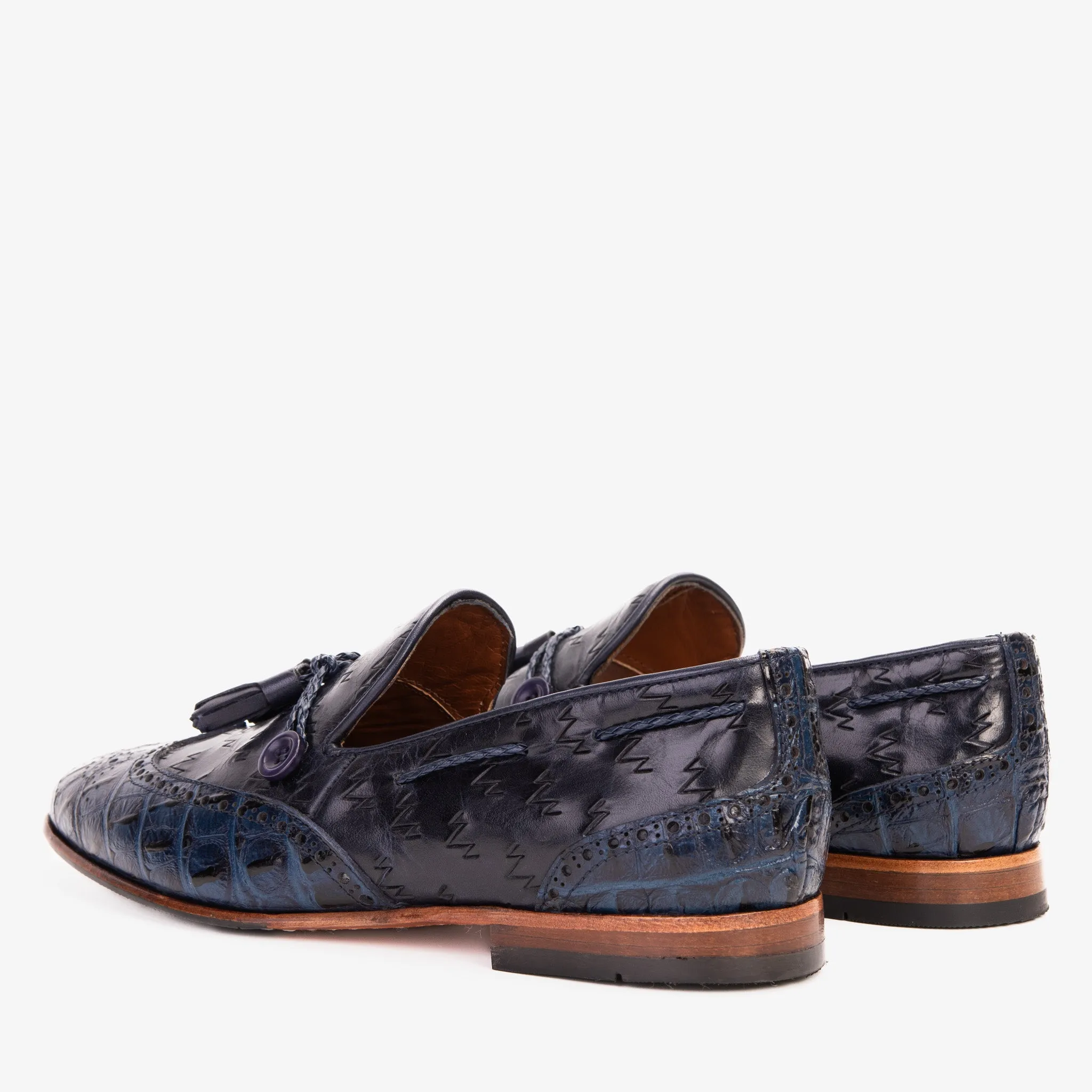 The Istanbul Navy Blue Leather Tassel Loafer Men Shoe Mud-Resistant