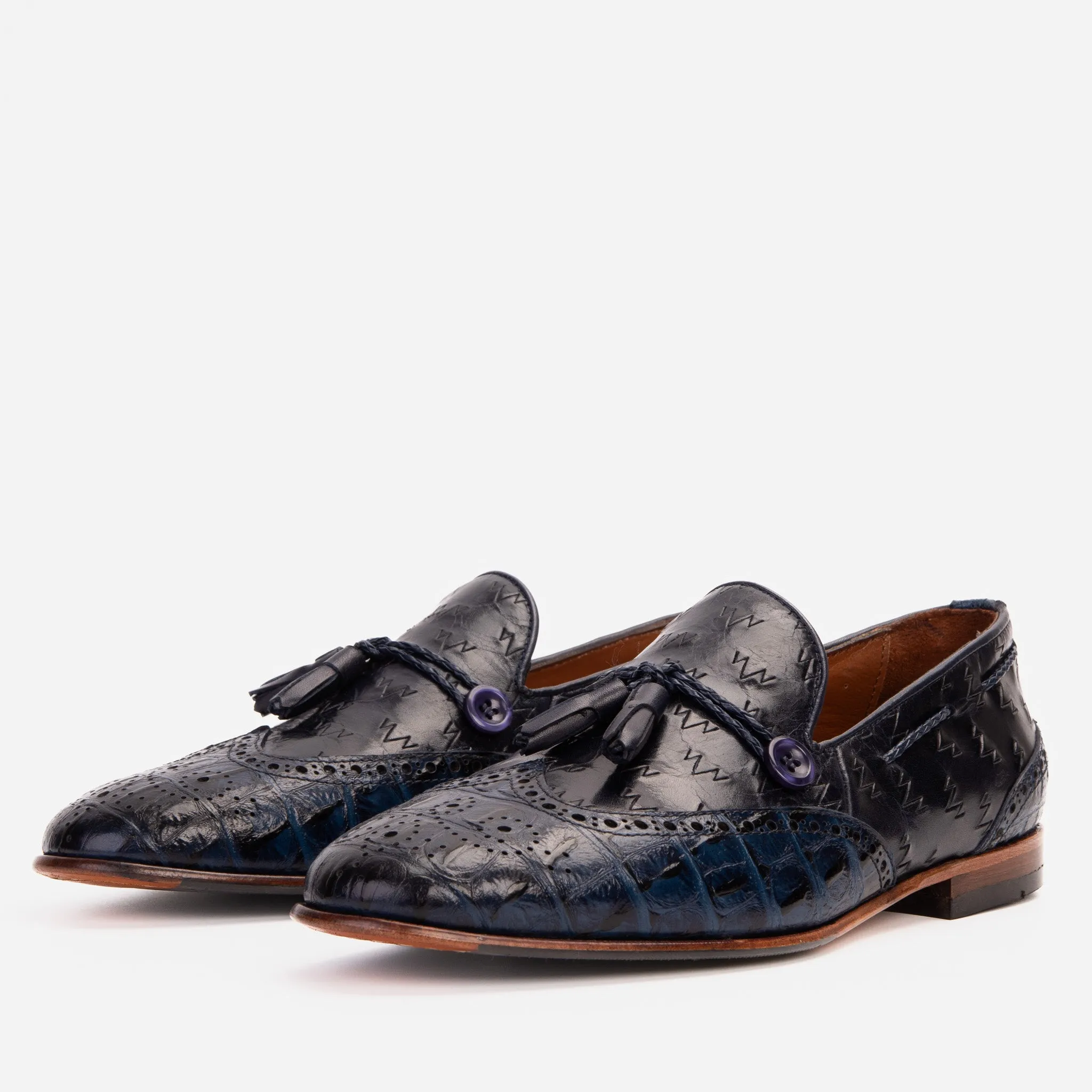 The Istanbul Navy Blue Leather Tassel Loafer Men Shoe Mud-Resistant