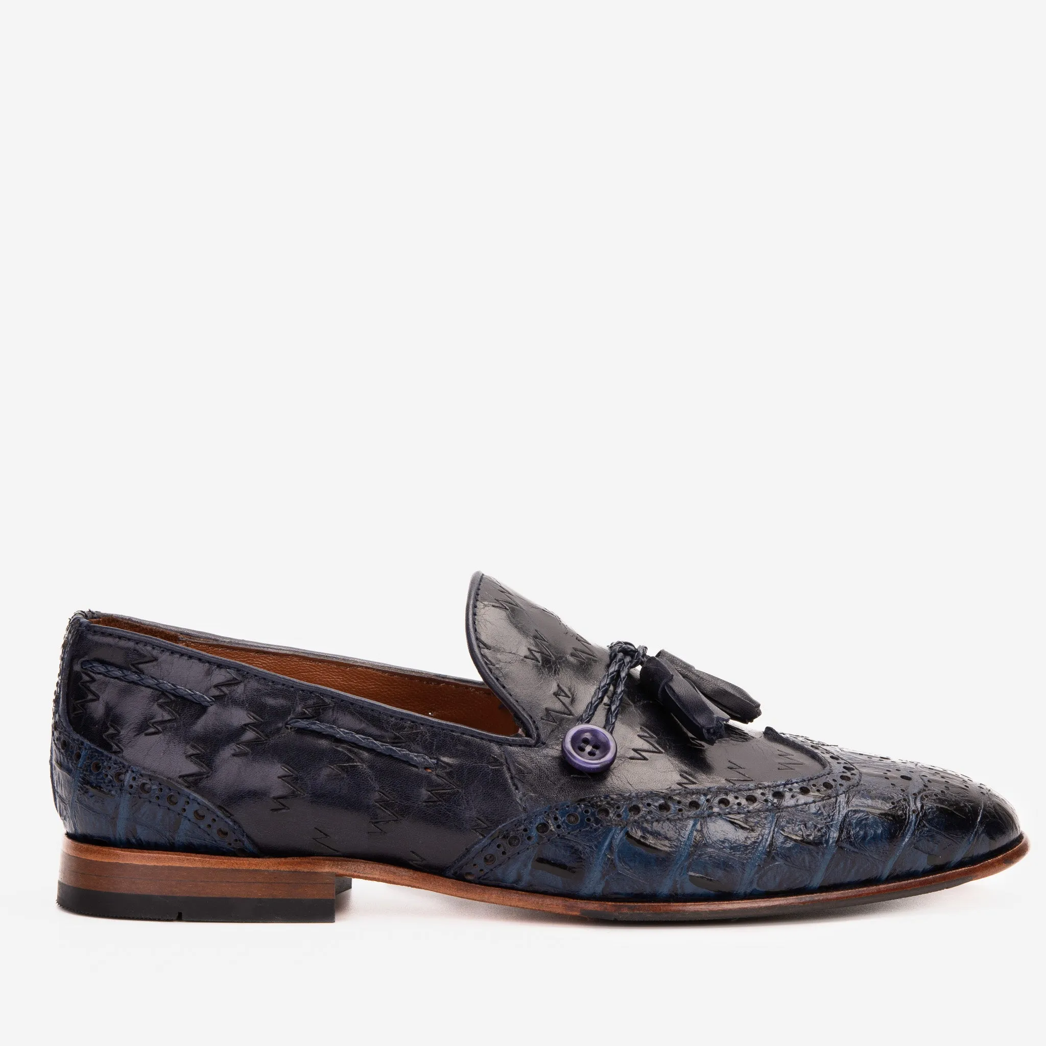 High Function The Istanbul Navy Blue Leather Tassel Loafer Men Shoe