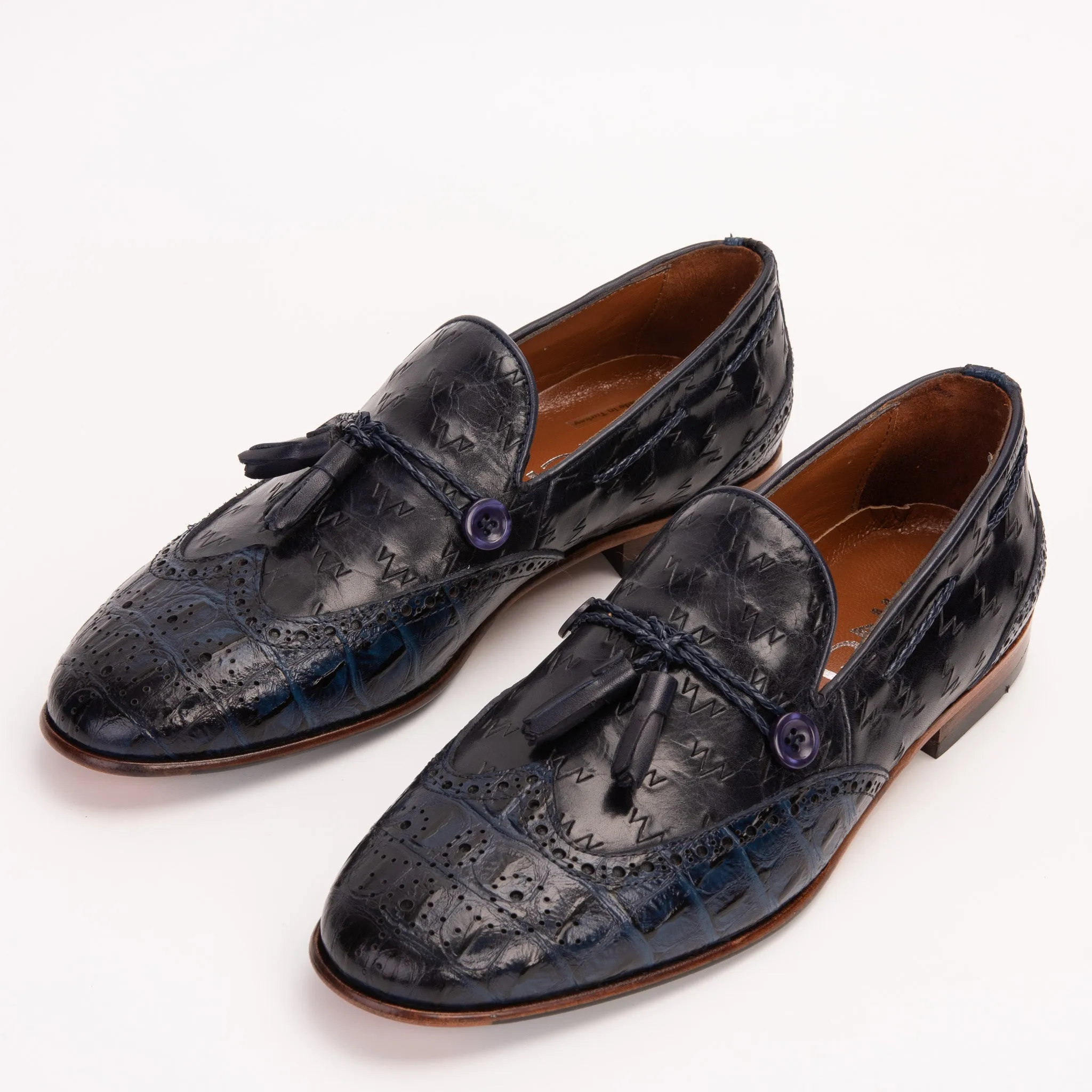 The Istanbul Navy Blue Leather Tassel Loafer Men Shoe Mud-Resistant