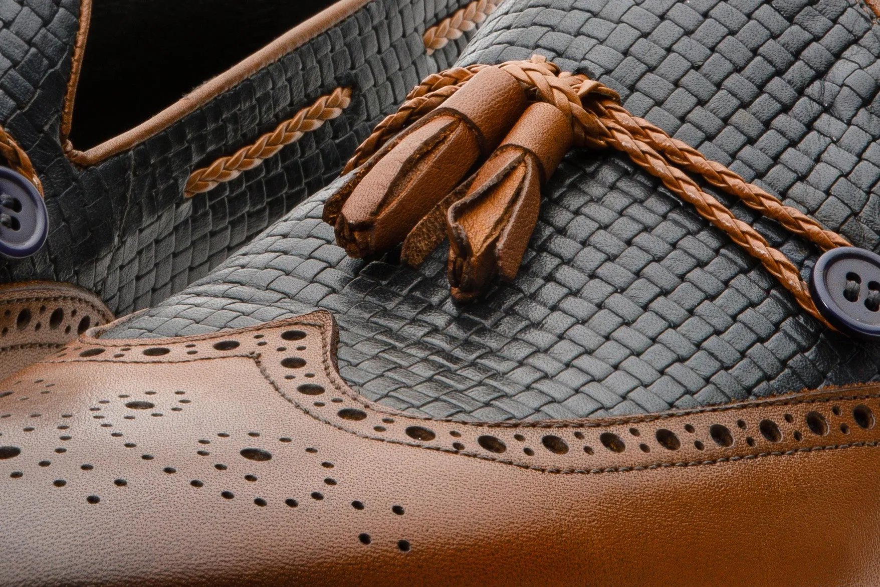 The Istanbul Tan & Navy Blue Leather Tassel Loafer Men Shoe Elevated