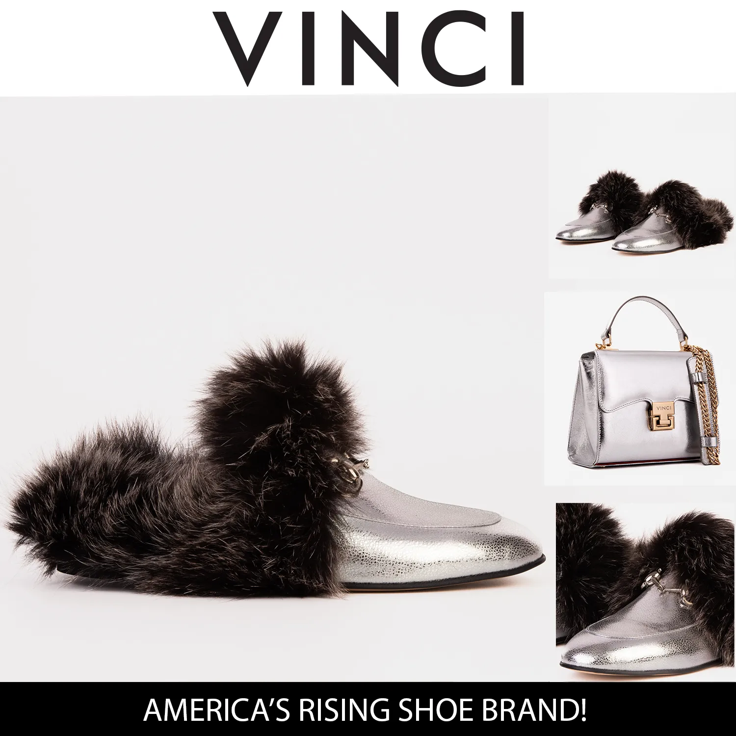 The Izmir Silver Leather Natural Fur Women Slipper Light Step