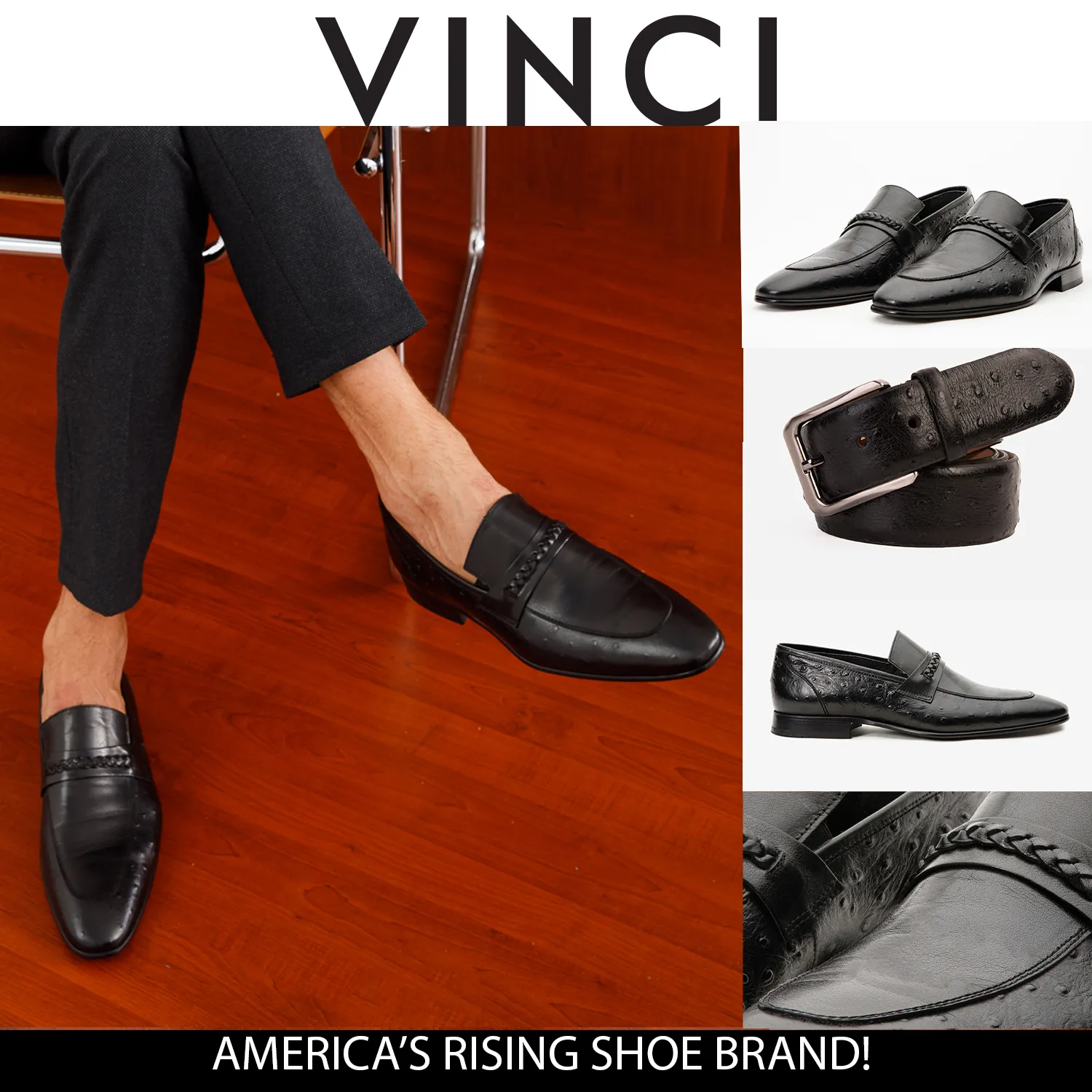The Johannesburg Black Leather Dress Loafer Men  Shoe futuristic