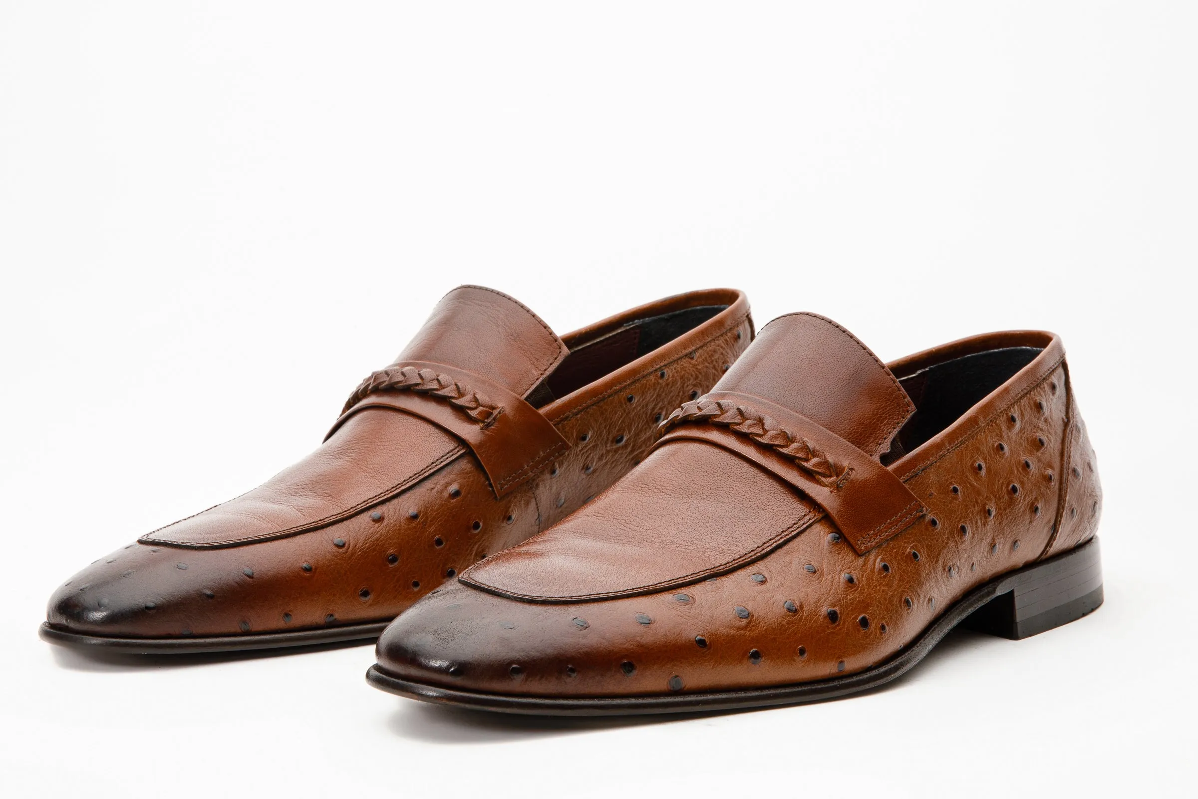 The Johannesburg Brown Leather Dress Loafer Men  Shoe ribbed