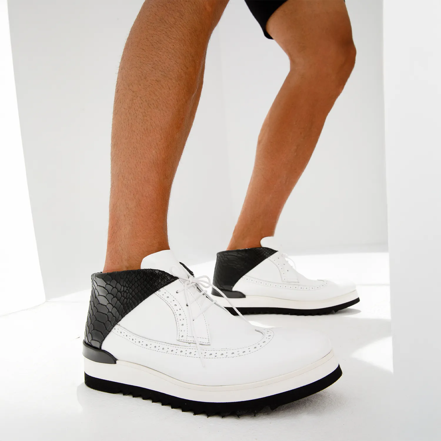 The Kagan White Wingtip Chukka Men Sneaker Boot Thermal-Lined
