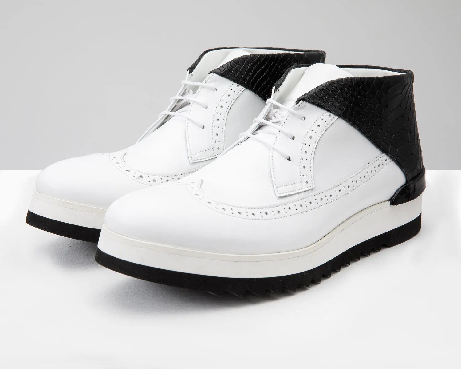 The Kagan White Wingtip Chukka Men Sneaker Boot Thermal-Lined