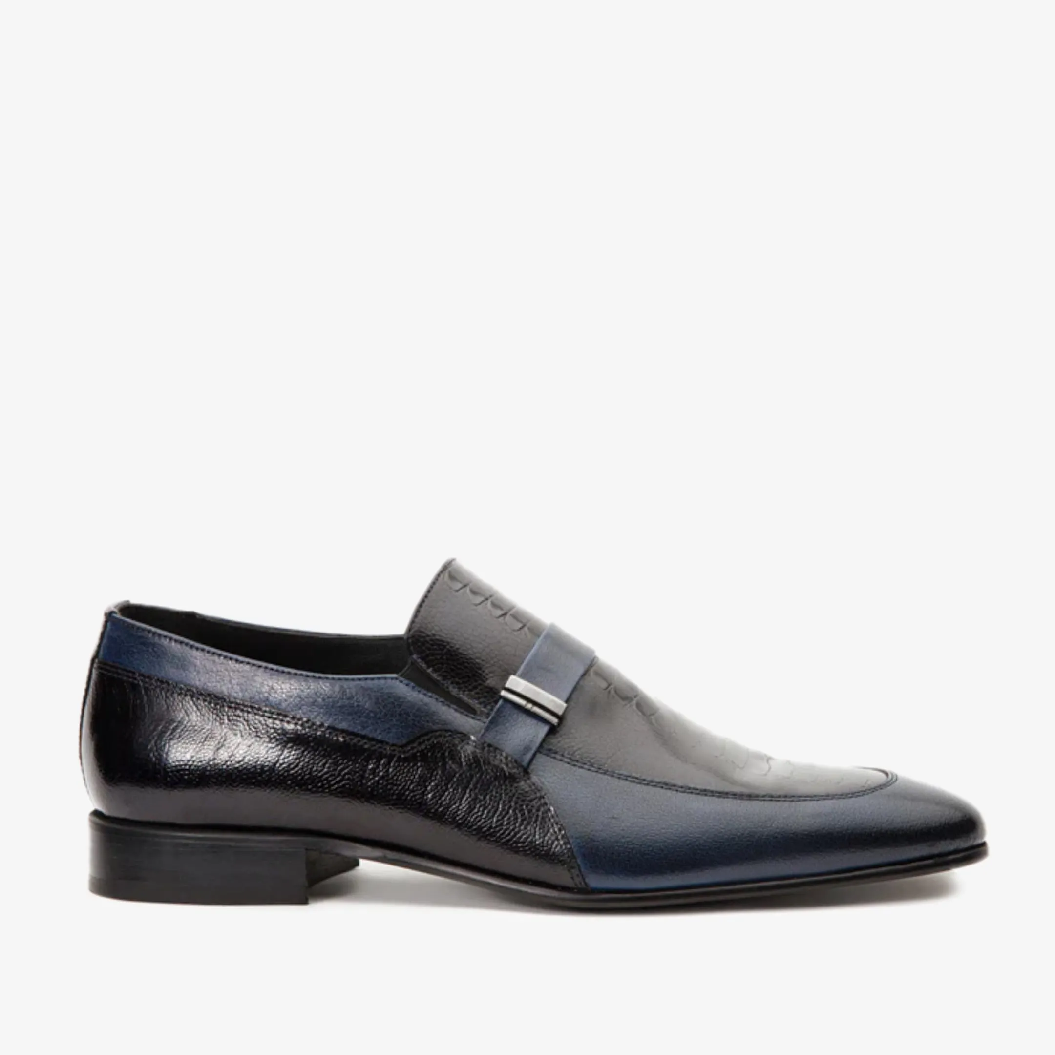 The Kazablanka Navy Leather Bit Loafer Men  Shoe Slim Line Youth Fresh