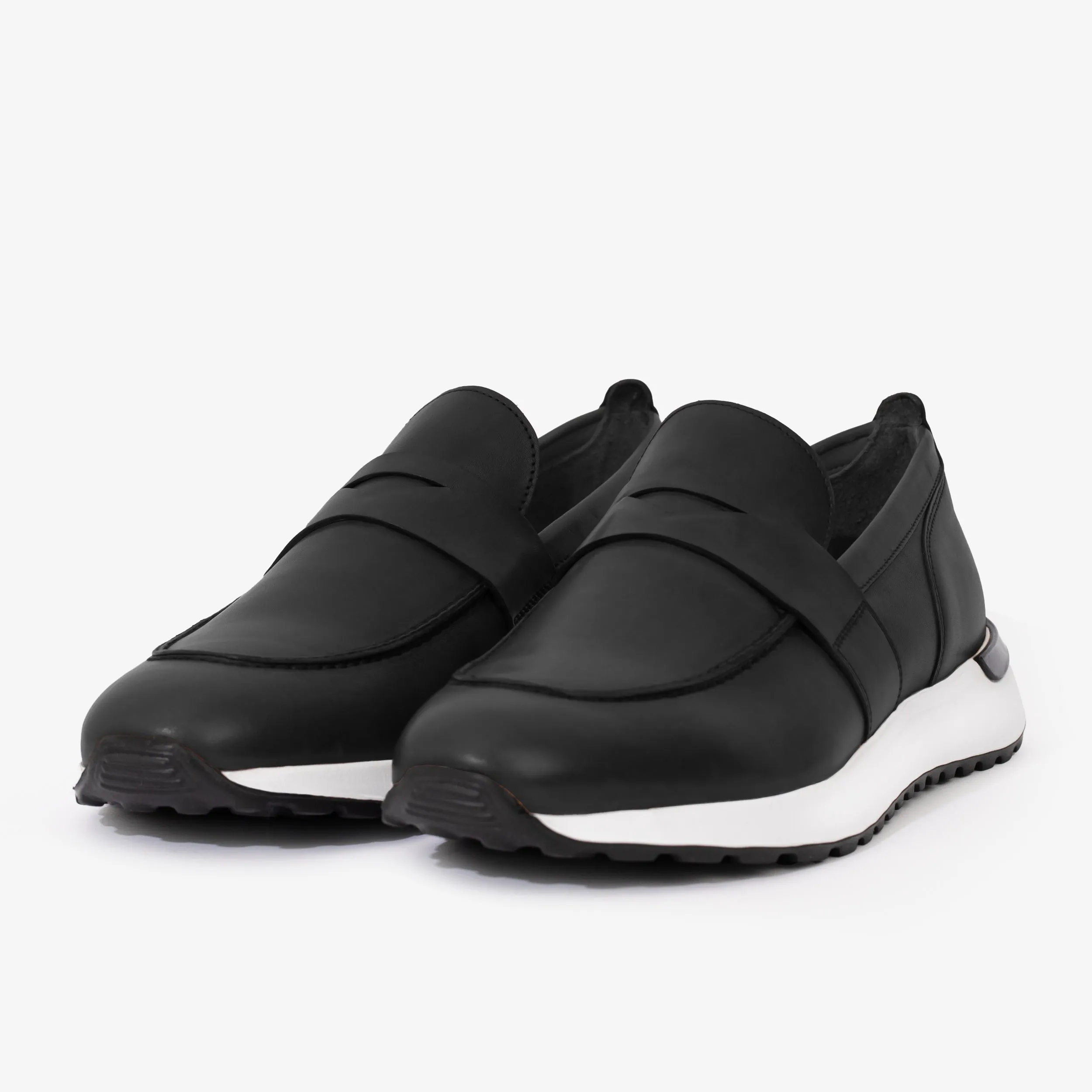 The Lara Black Leather Men Sneaker Breathable mesh