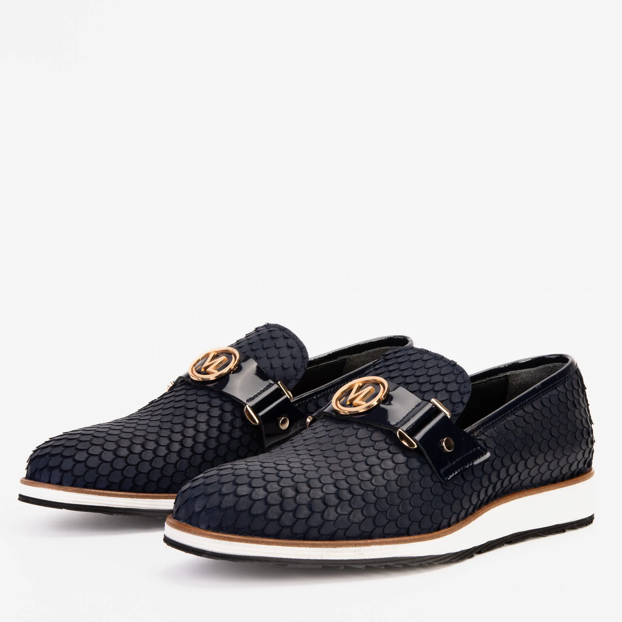 The Legacy Navy Blue Leather Men Casual Loafer Shoe Premium