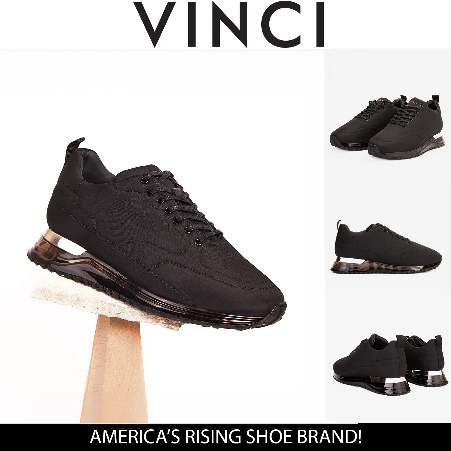 The Lexington Black Leather Men Sneaker Skate-Style