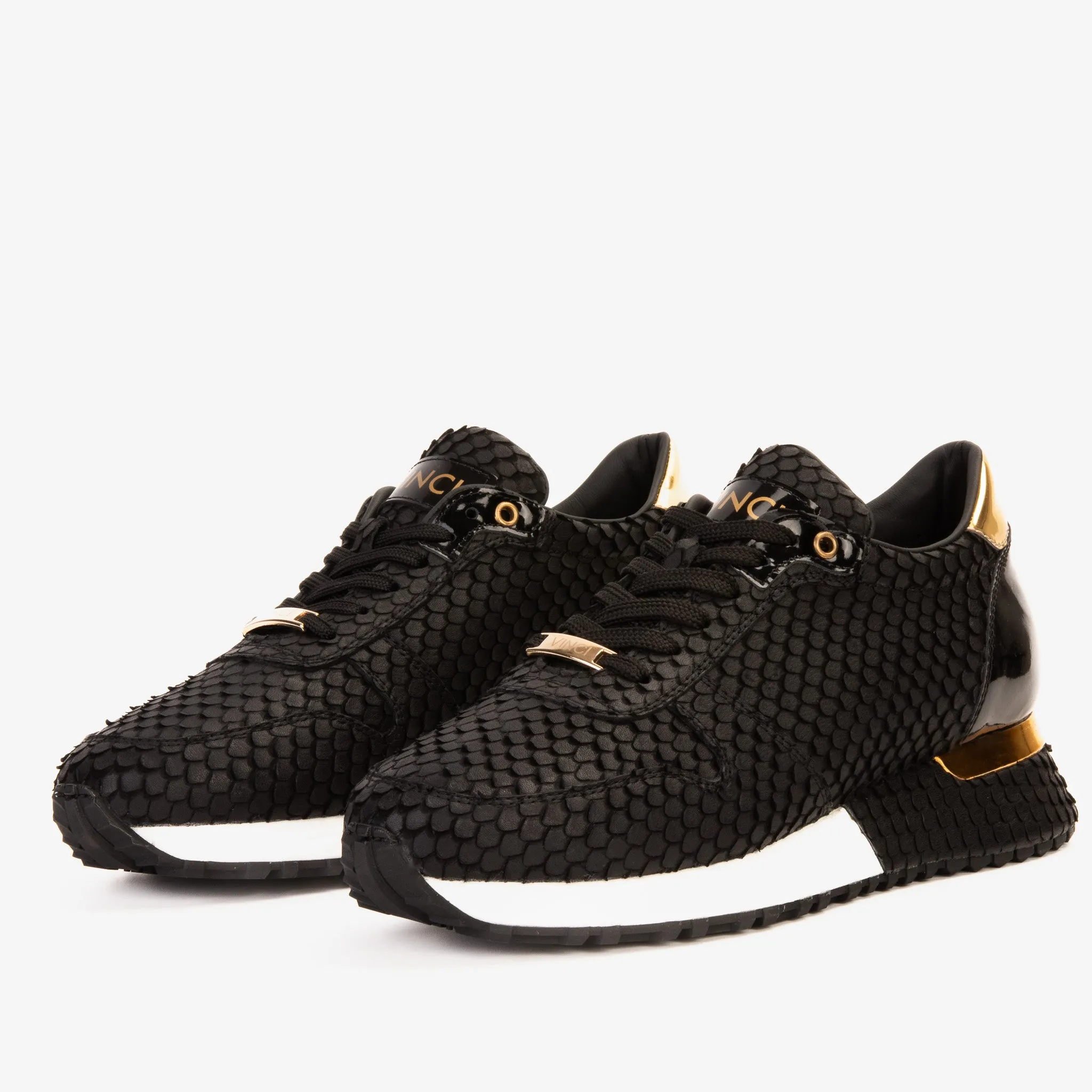 The Majesty Black & Gold Leather Men Sneaker Light-Core